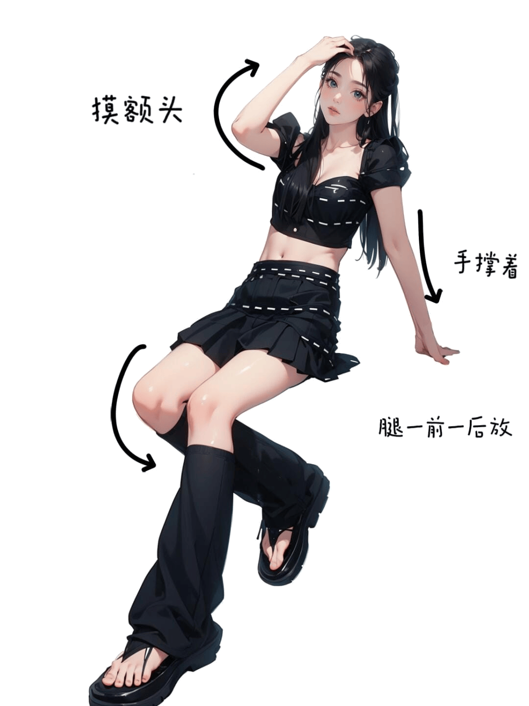 摸额单手支撑