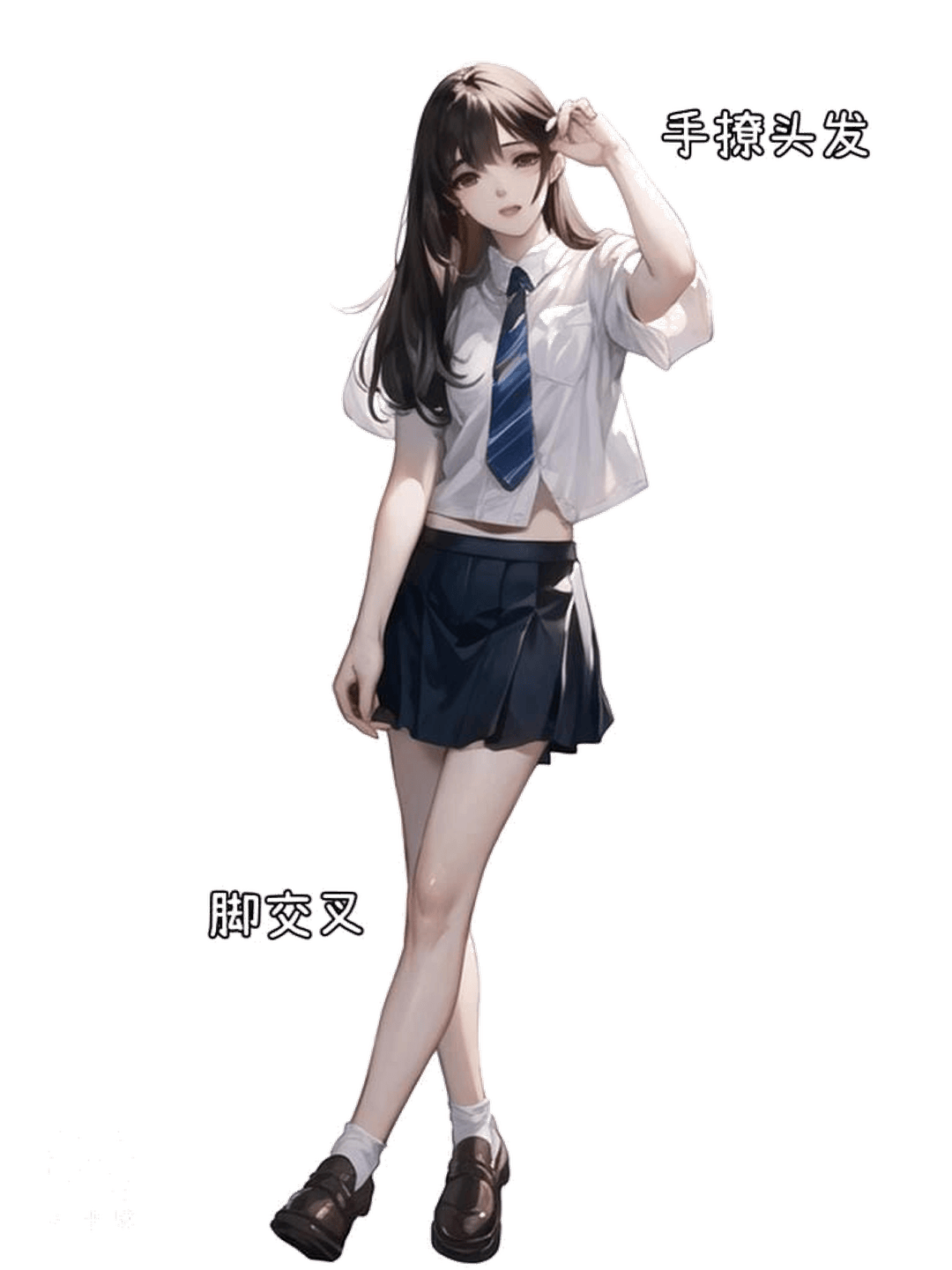 撩发交叉站姿