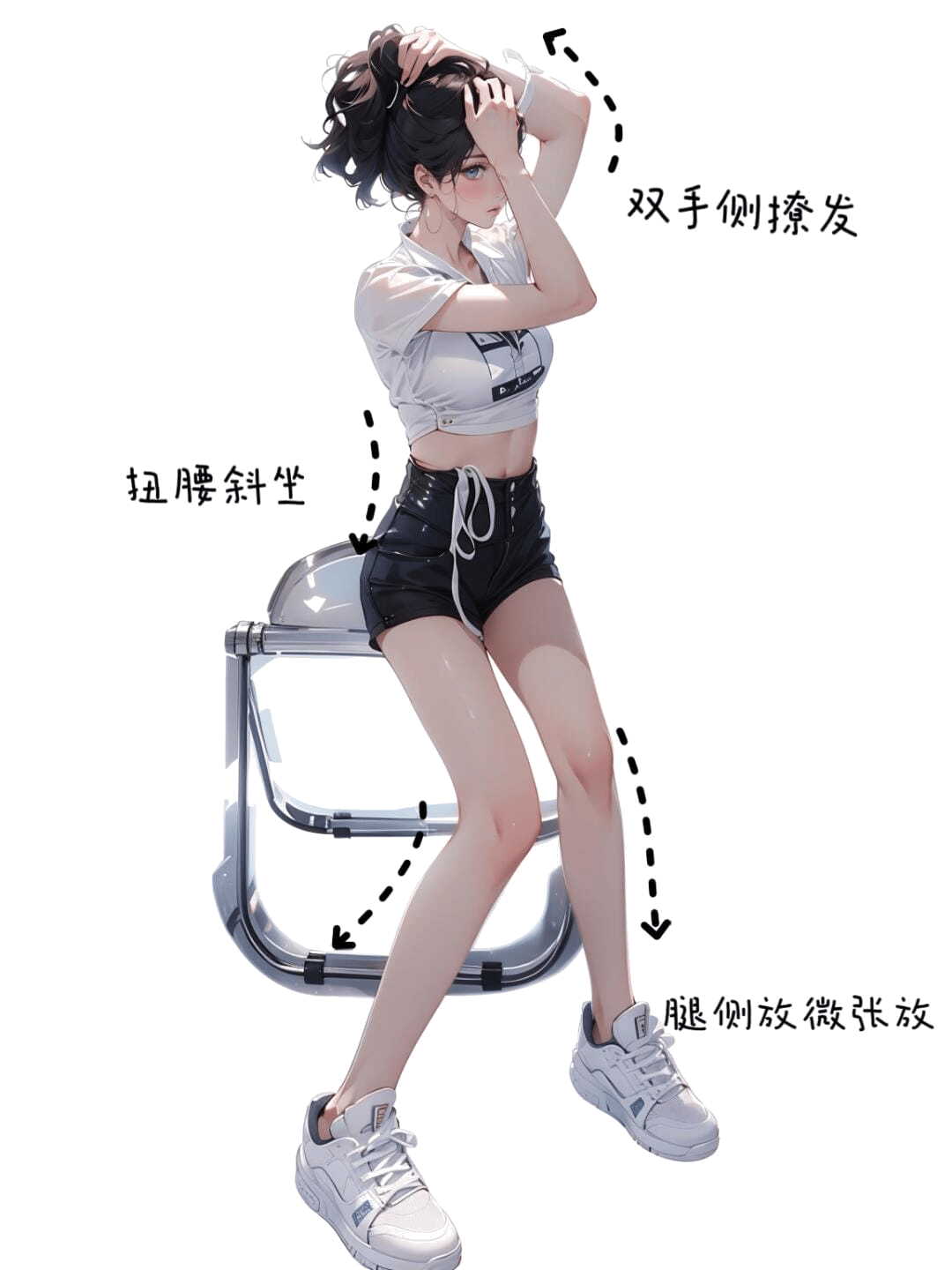 撩发侧坐姿态