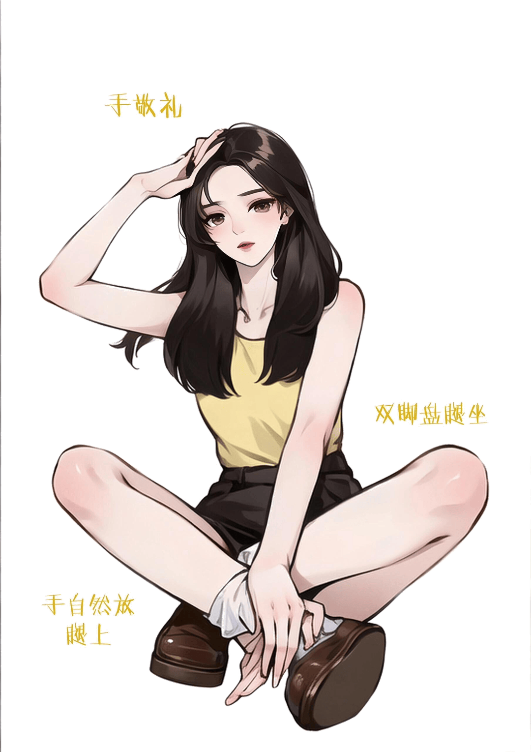 敬礼盘腿坐姿