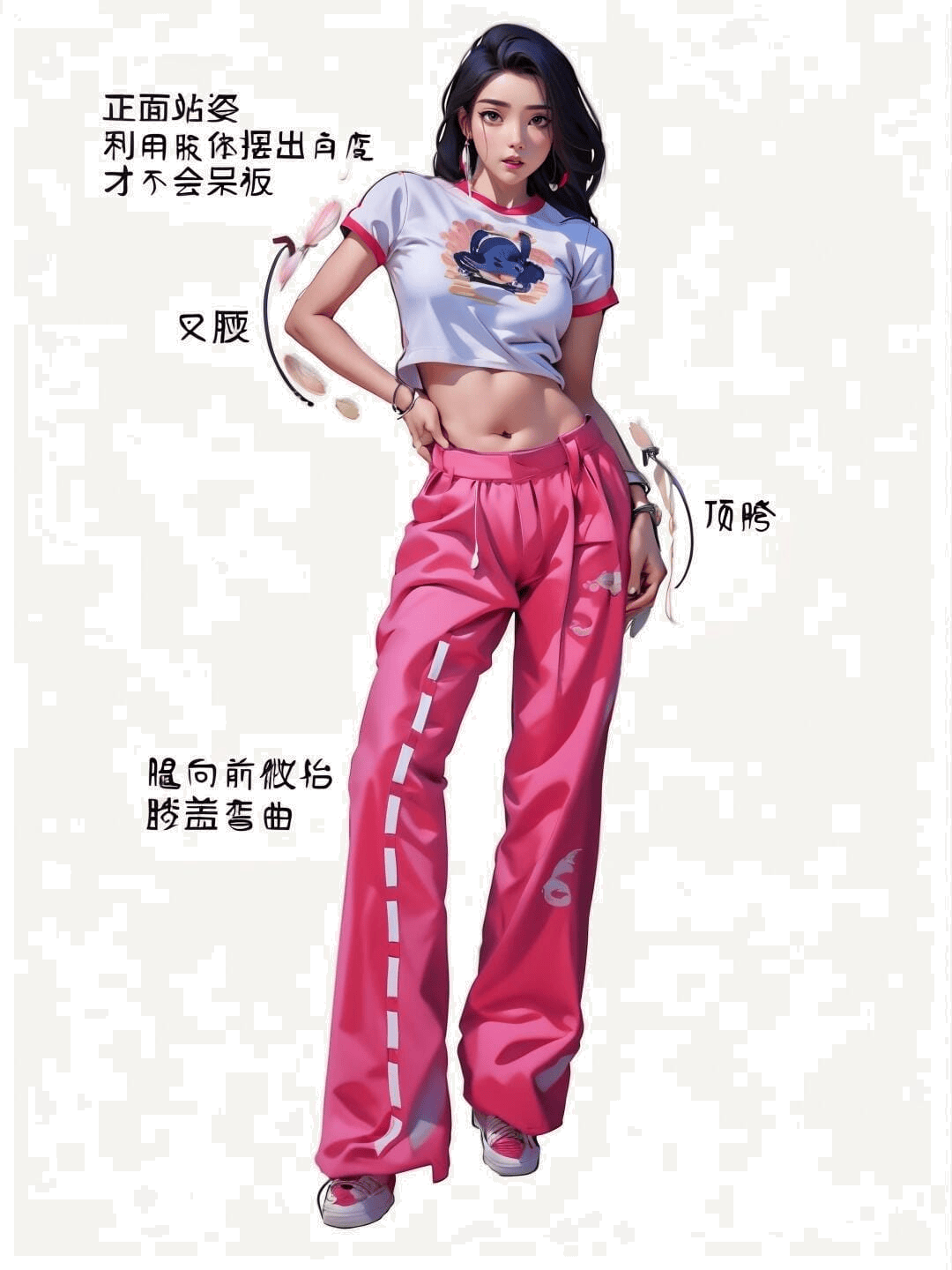 正面叉腰微屈膝