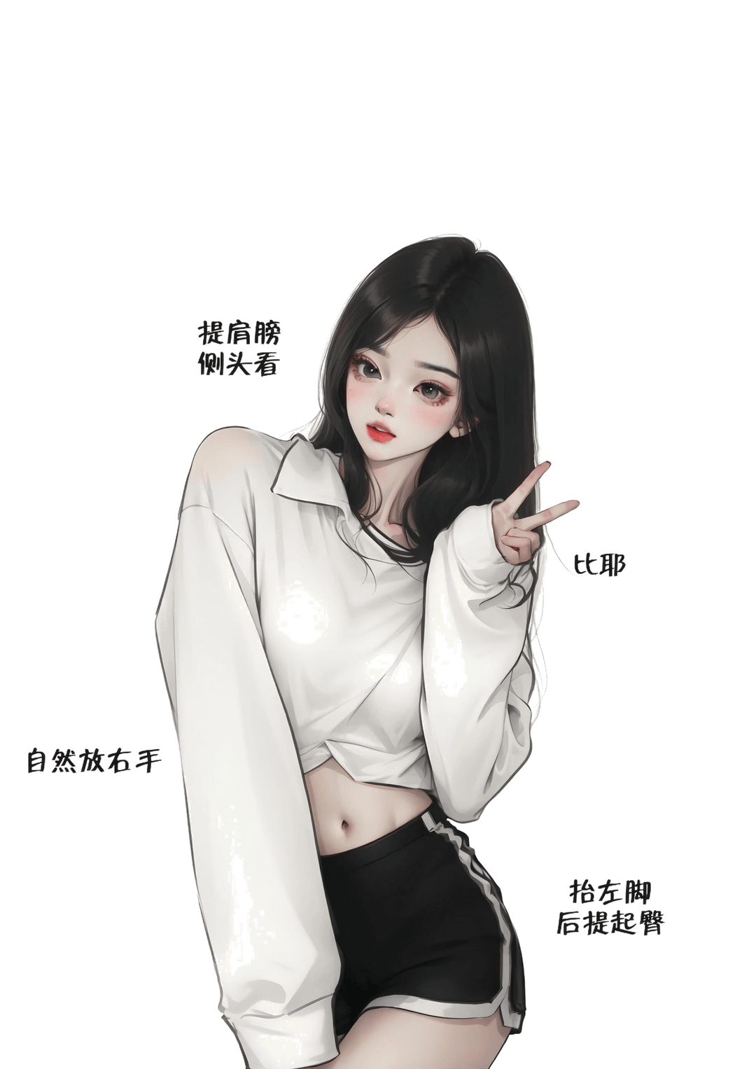 比耶侧身抬脚