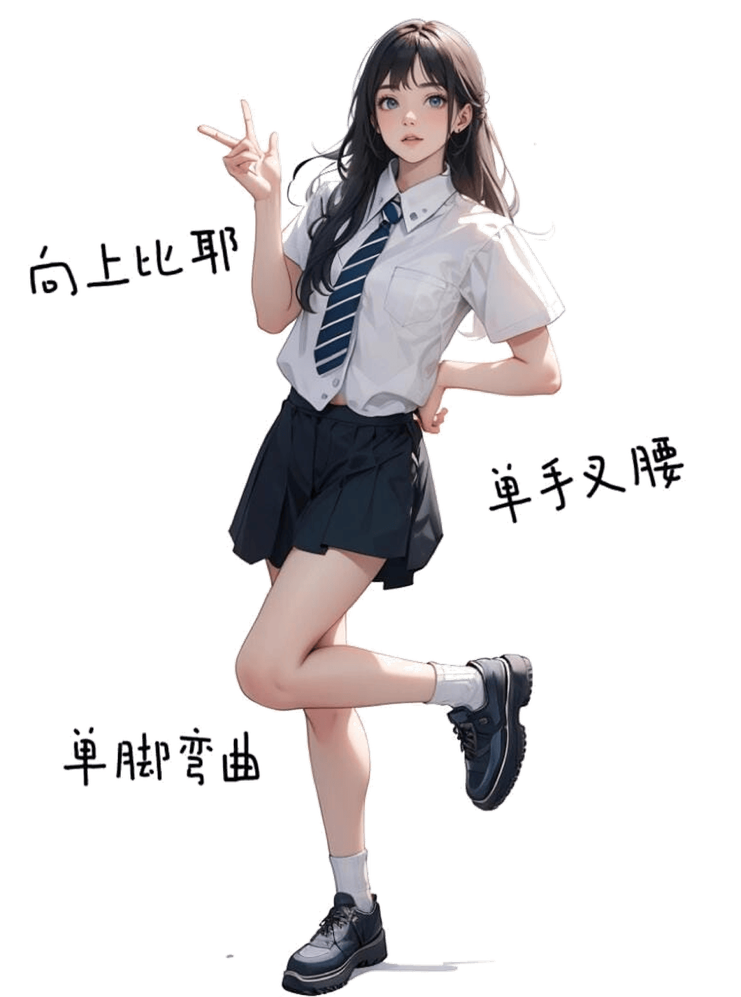 比耶单腿站姿