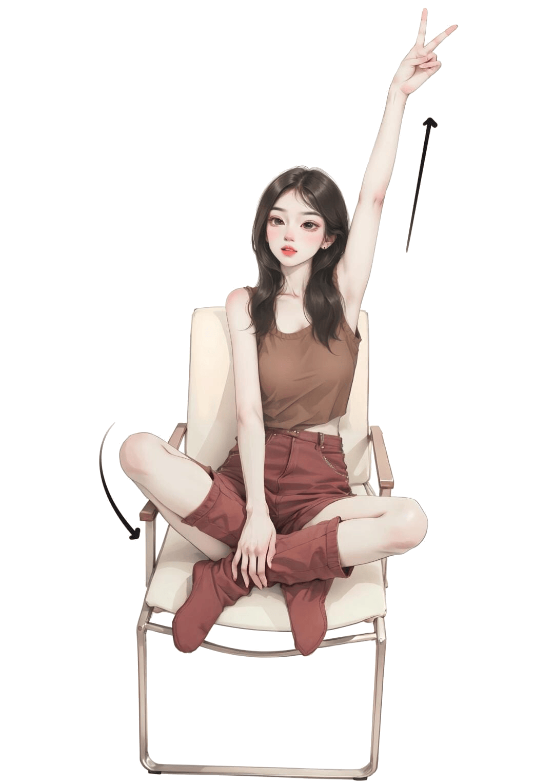 比耶手势坐姿