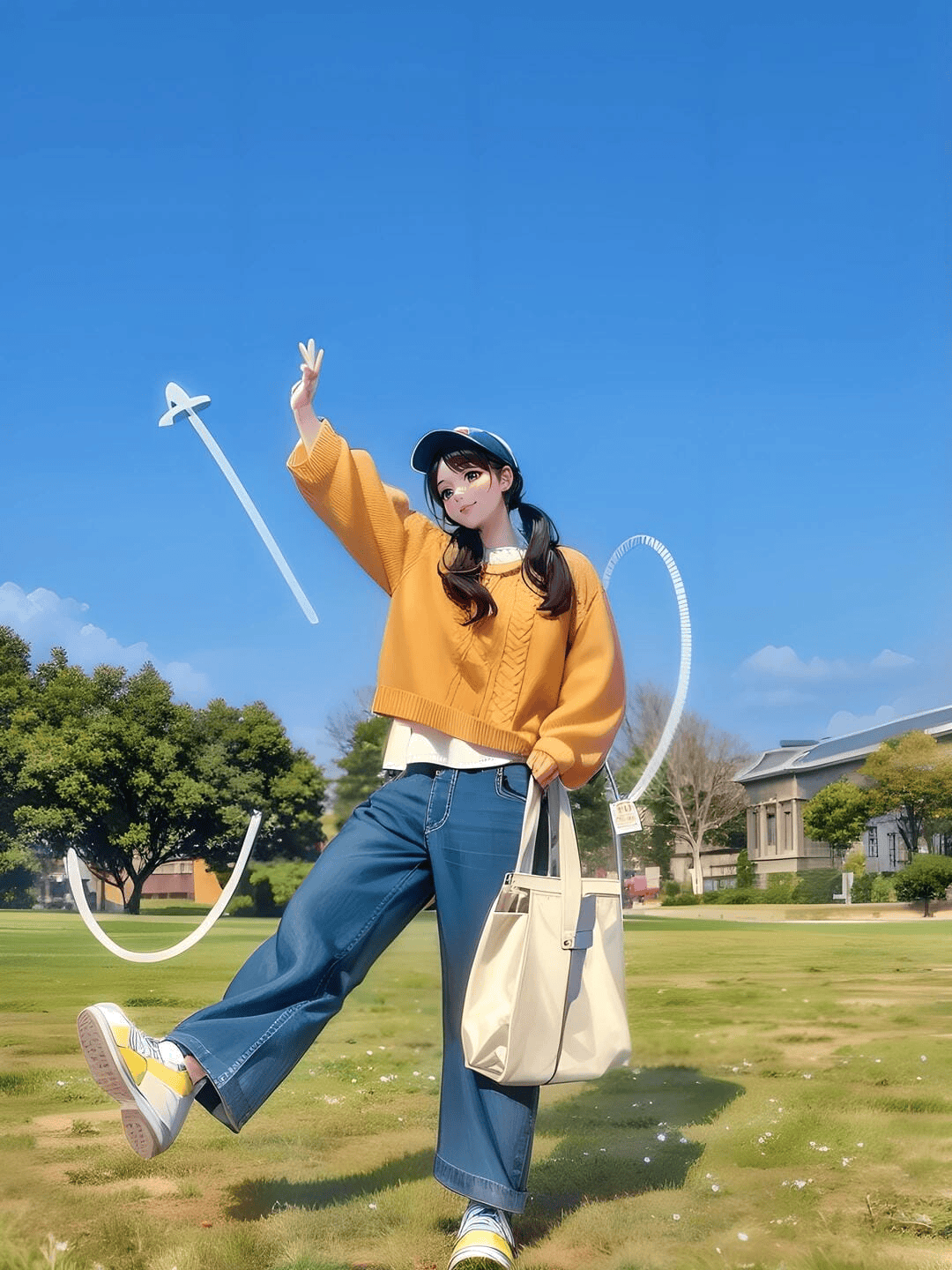 活力跳跃挥手