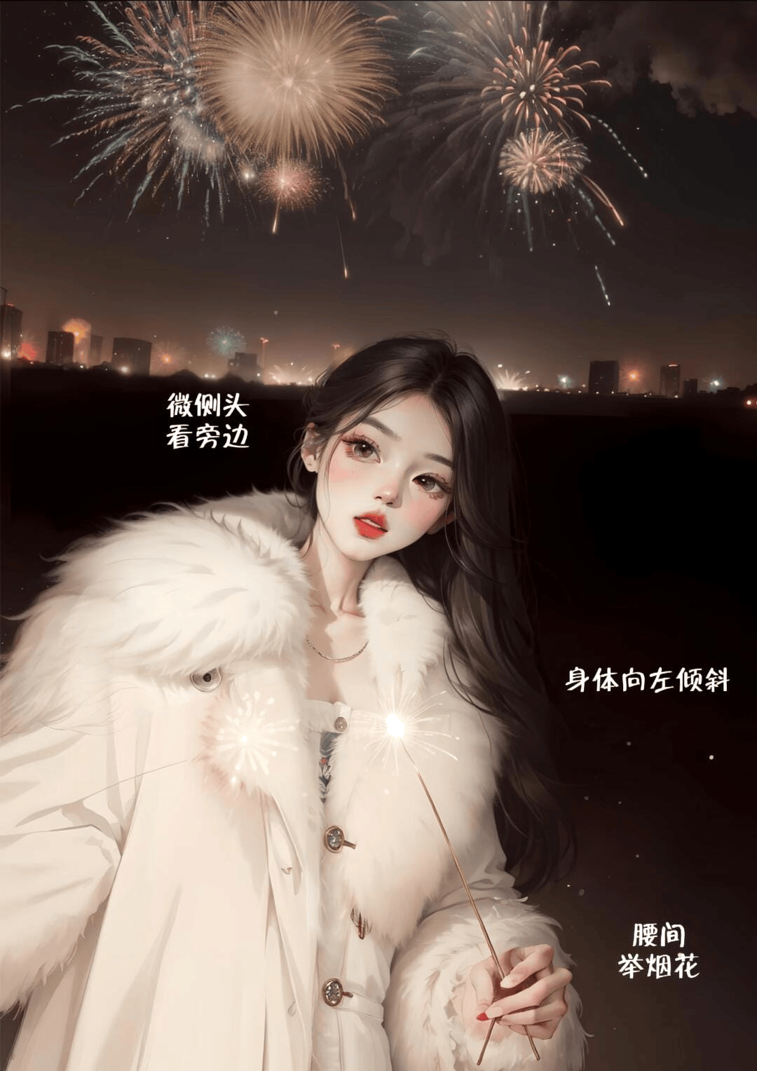 烟花夜景侧身照