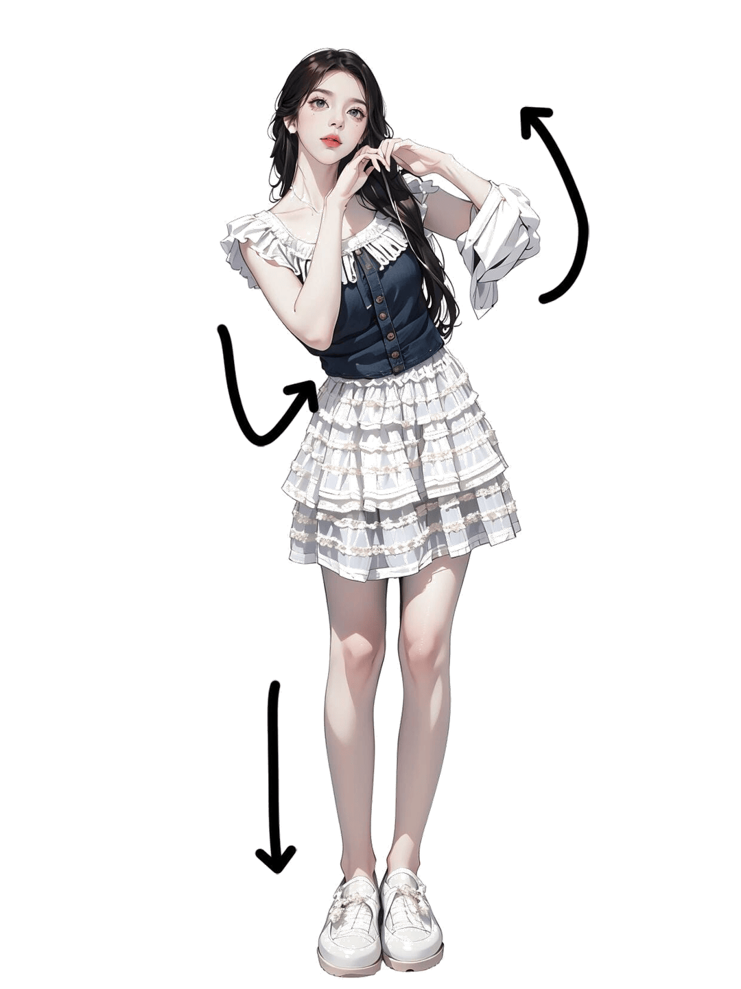 甜美撩发站姿