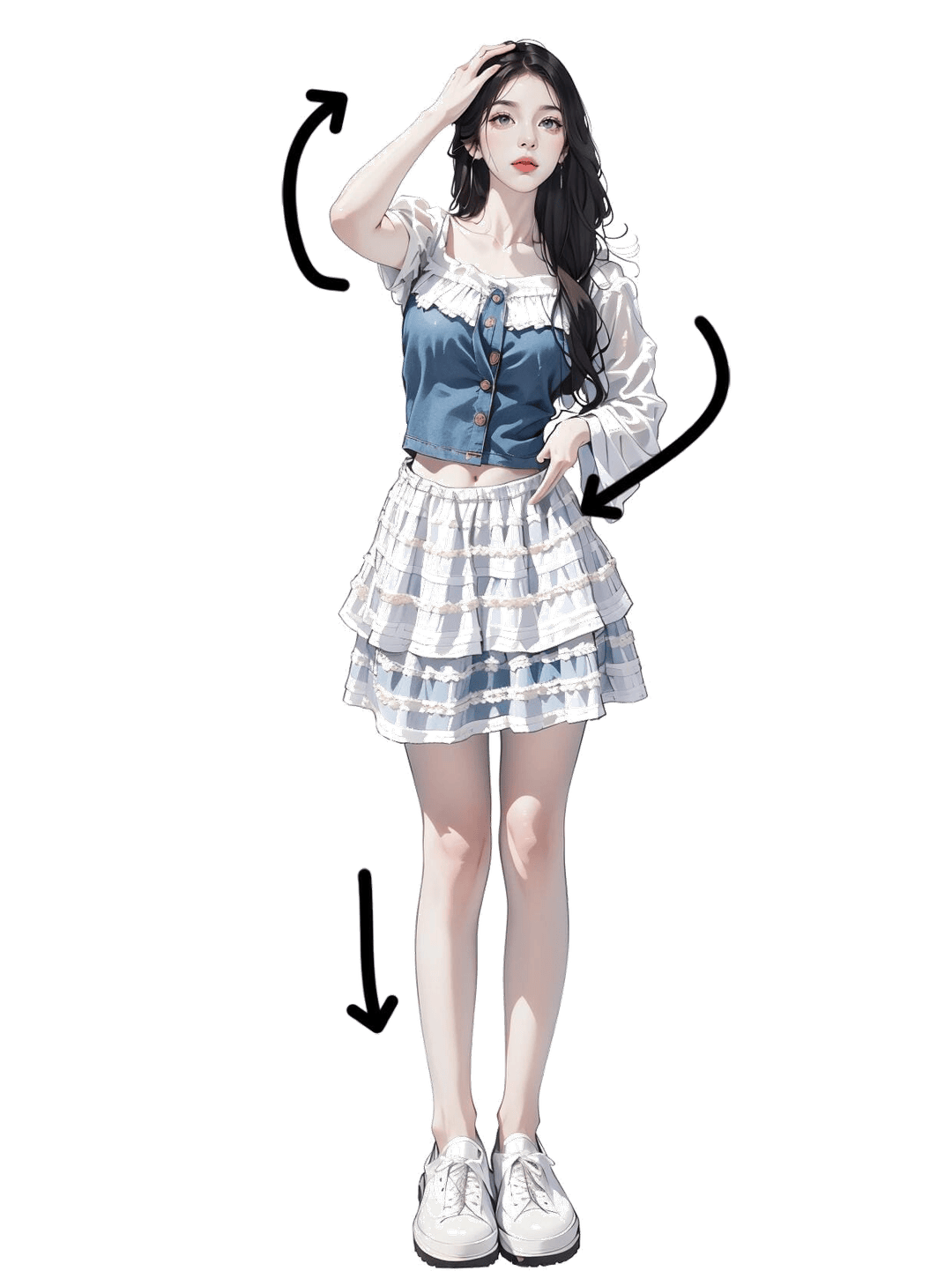 甜美撩发站姿