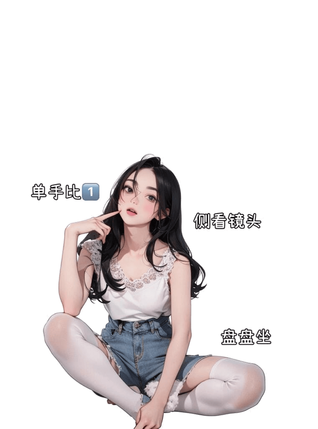 盘腿比一坐姿