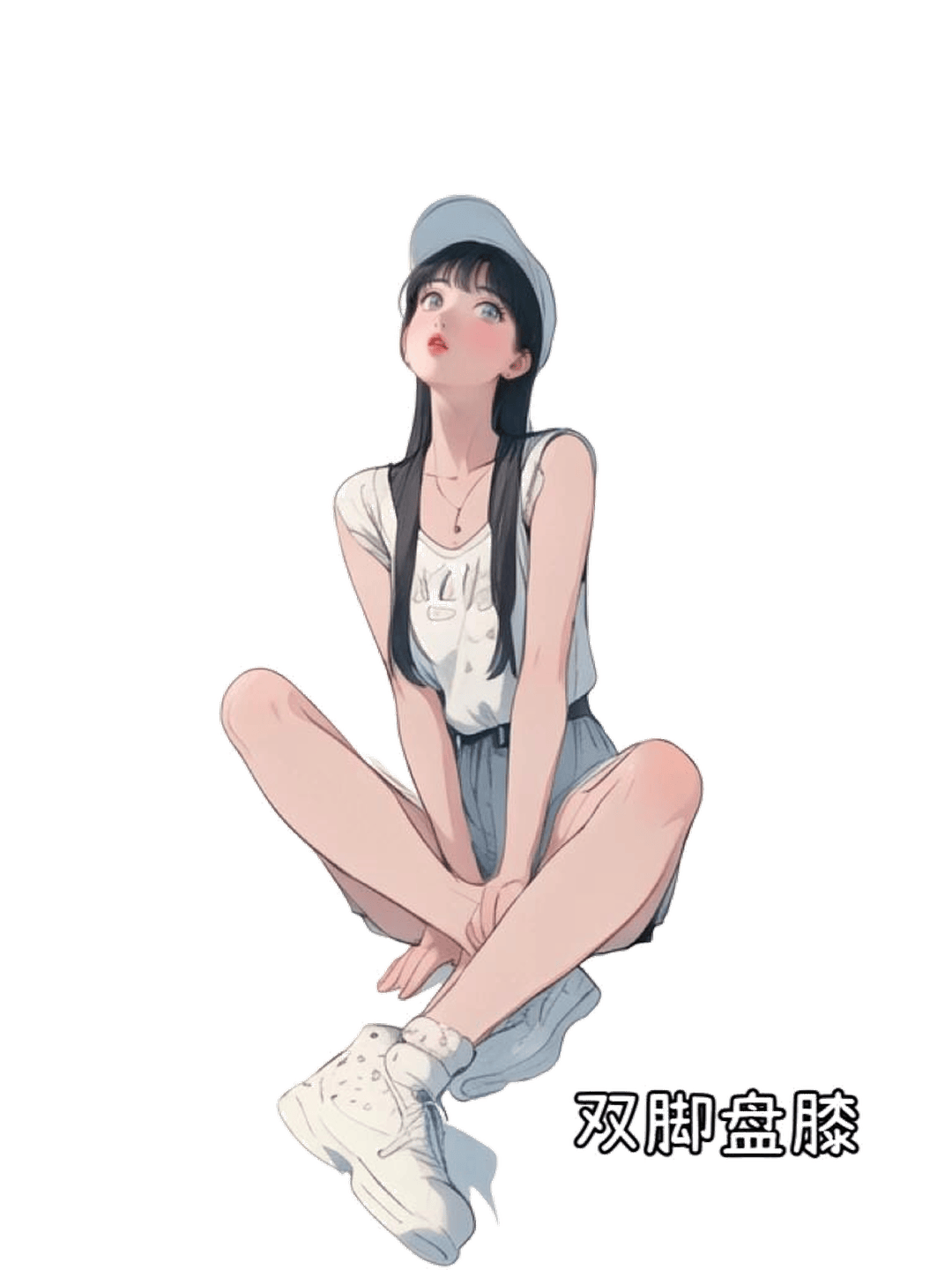 盘膝仰望姿态