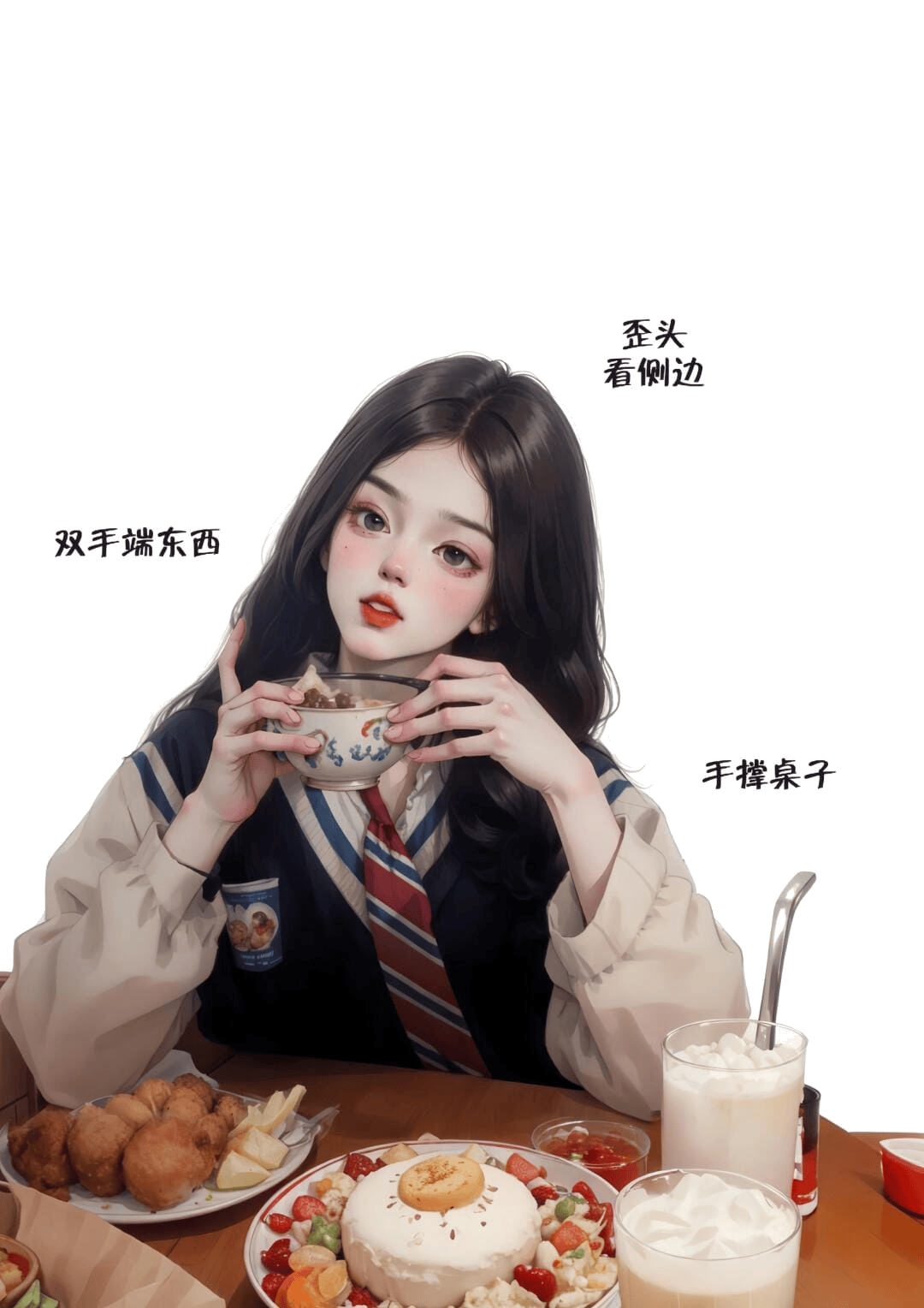 端碗歪头看侧