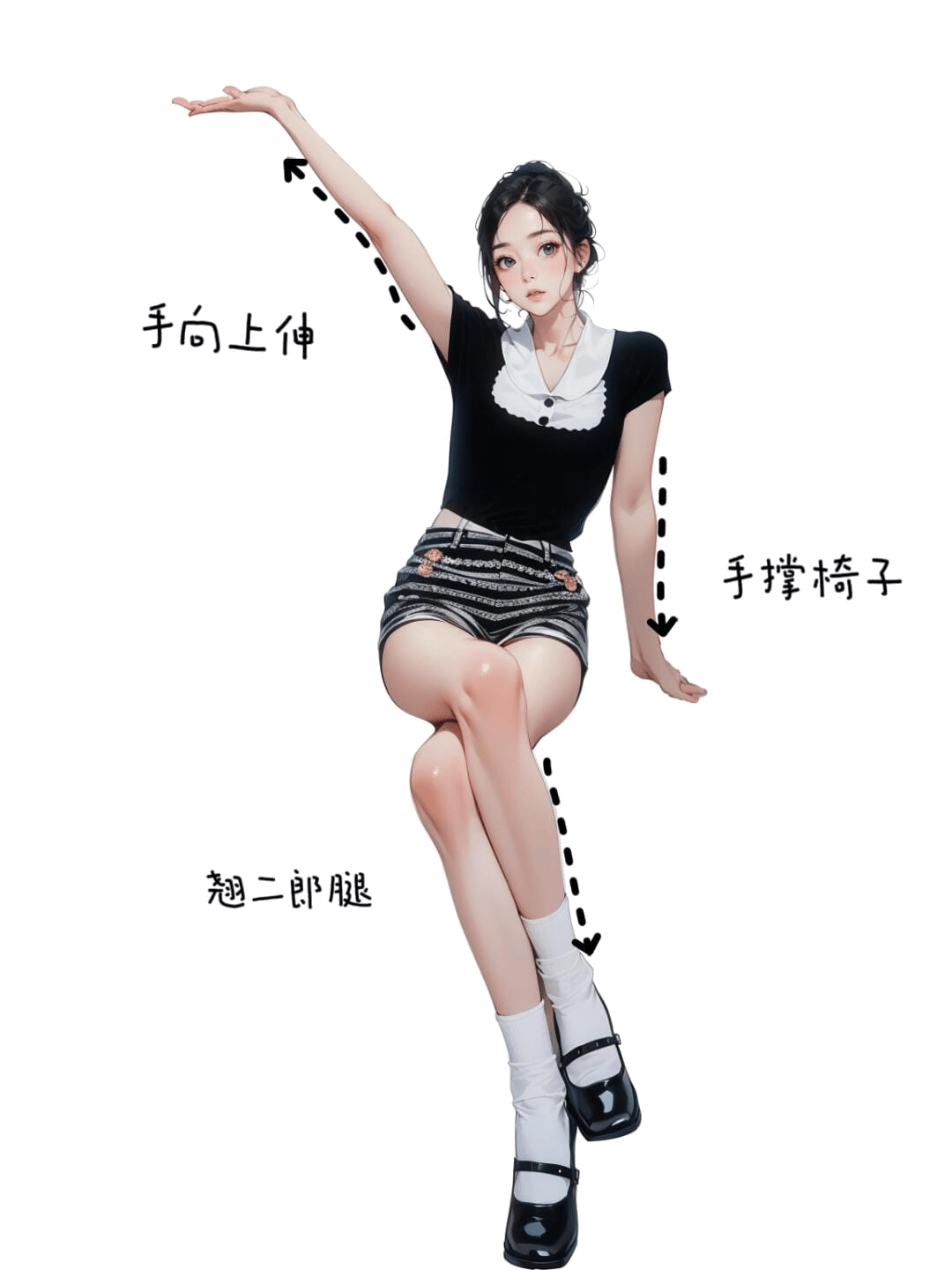 翘腿伸展坐姿