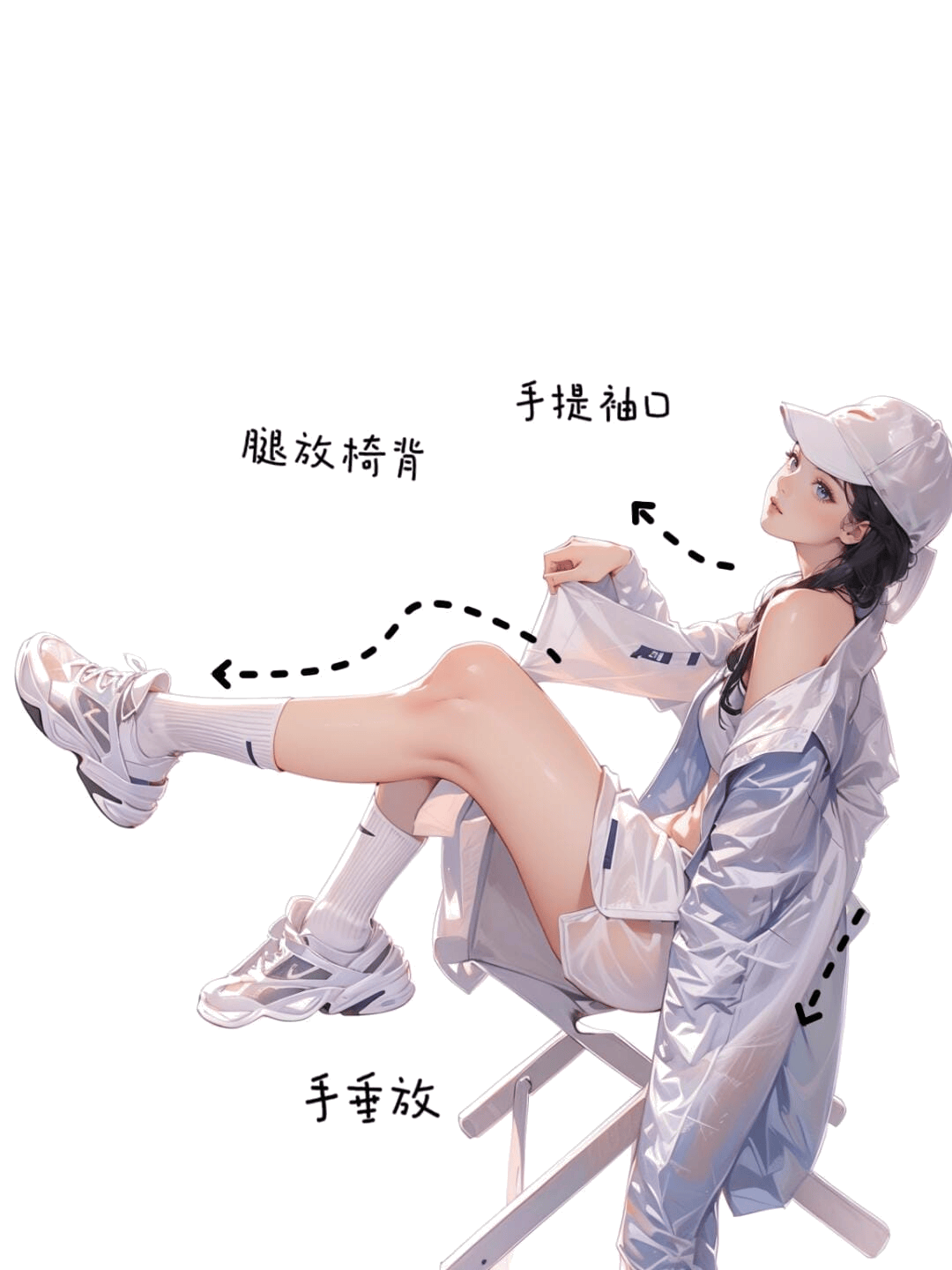 翘腿倚靠椅背