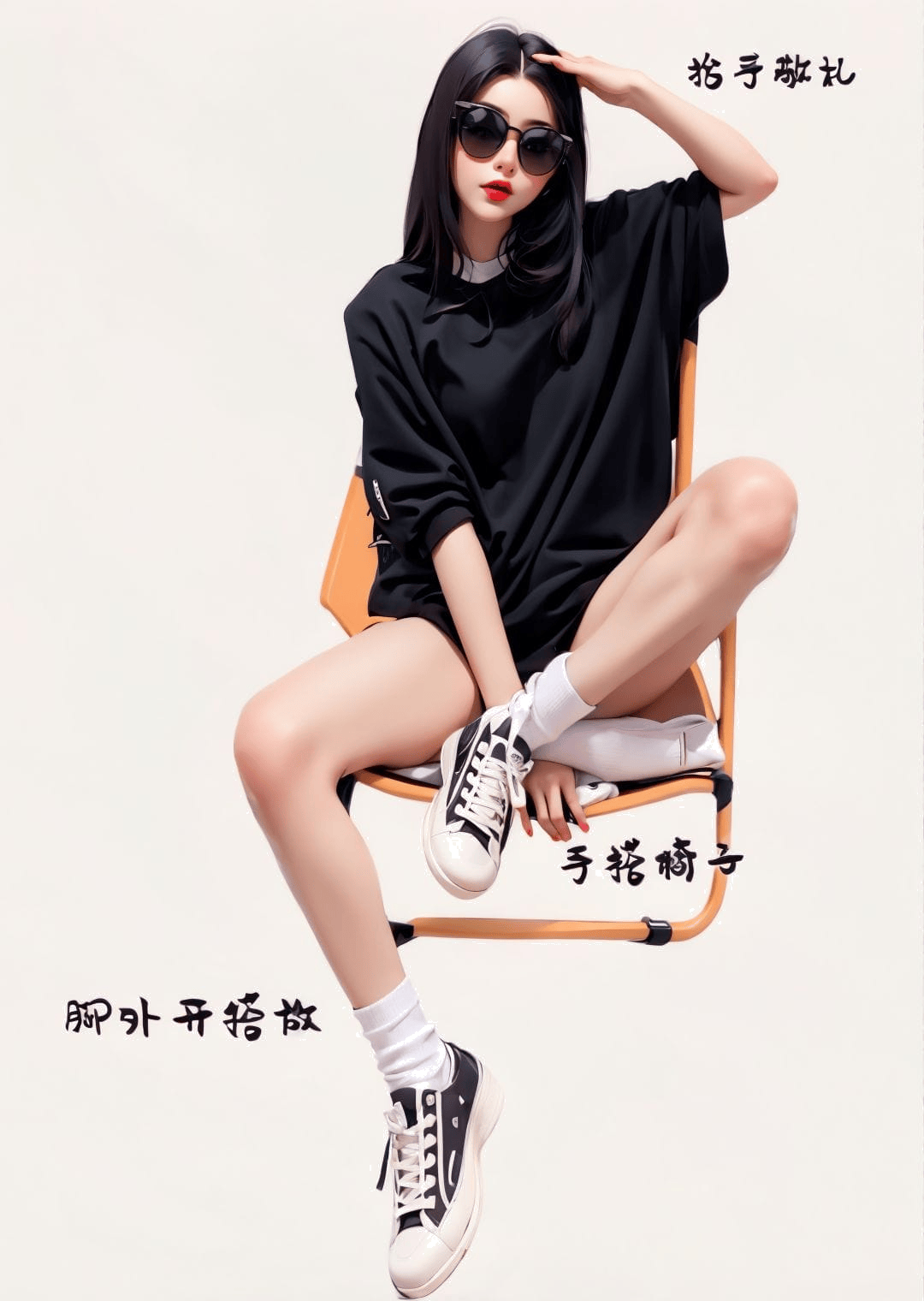 翘腿敬礼坐姿