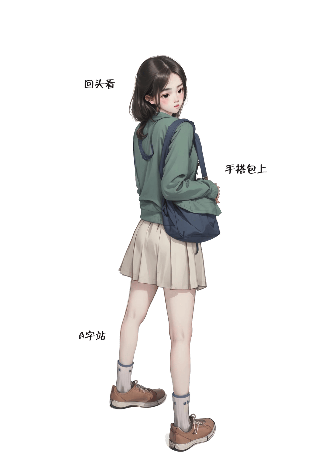 背书包回头望