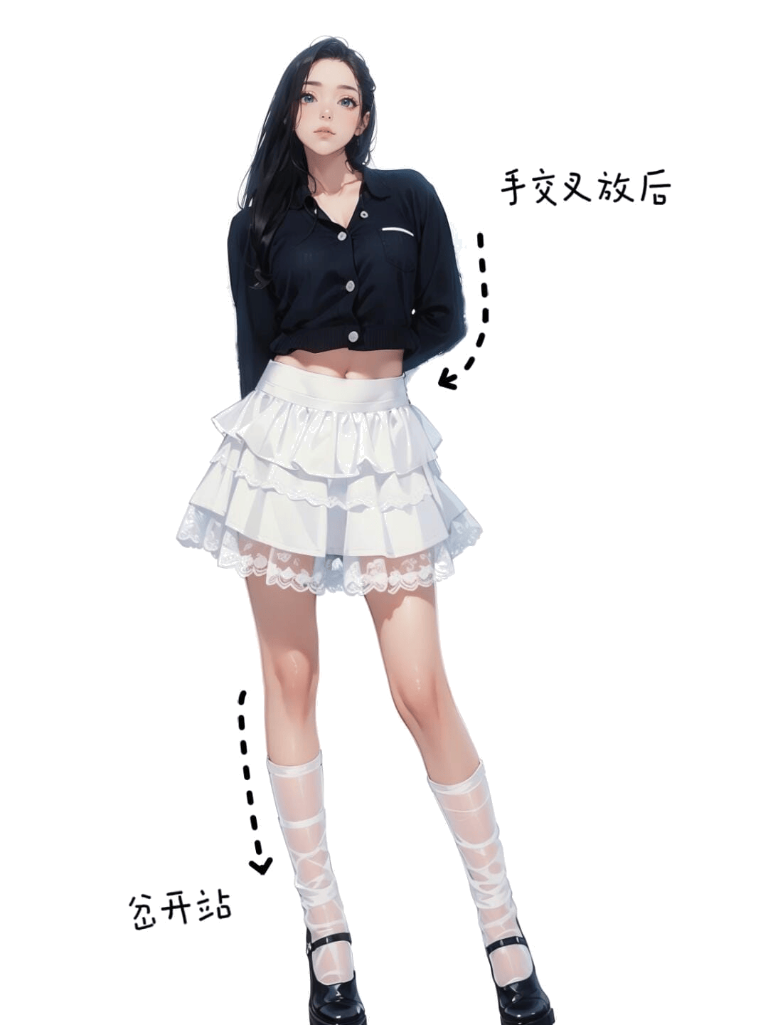 背手叉腰站姿