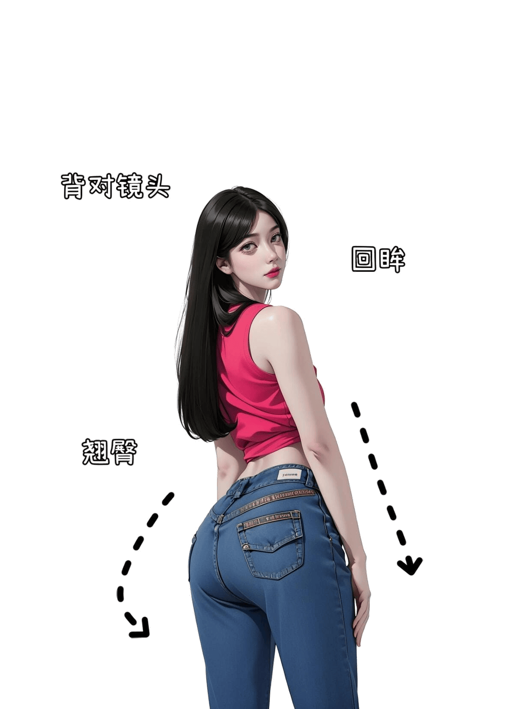 背身回眸翘臀姿态