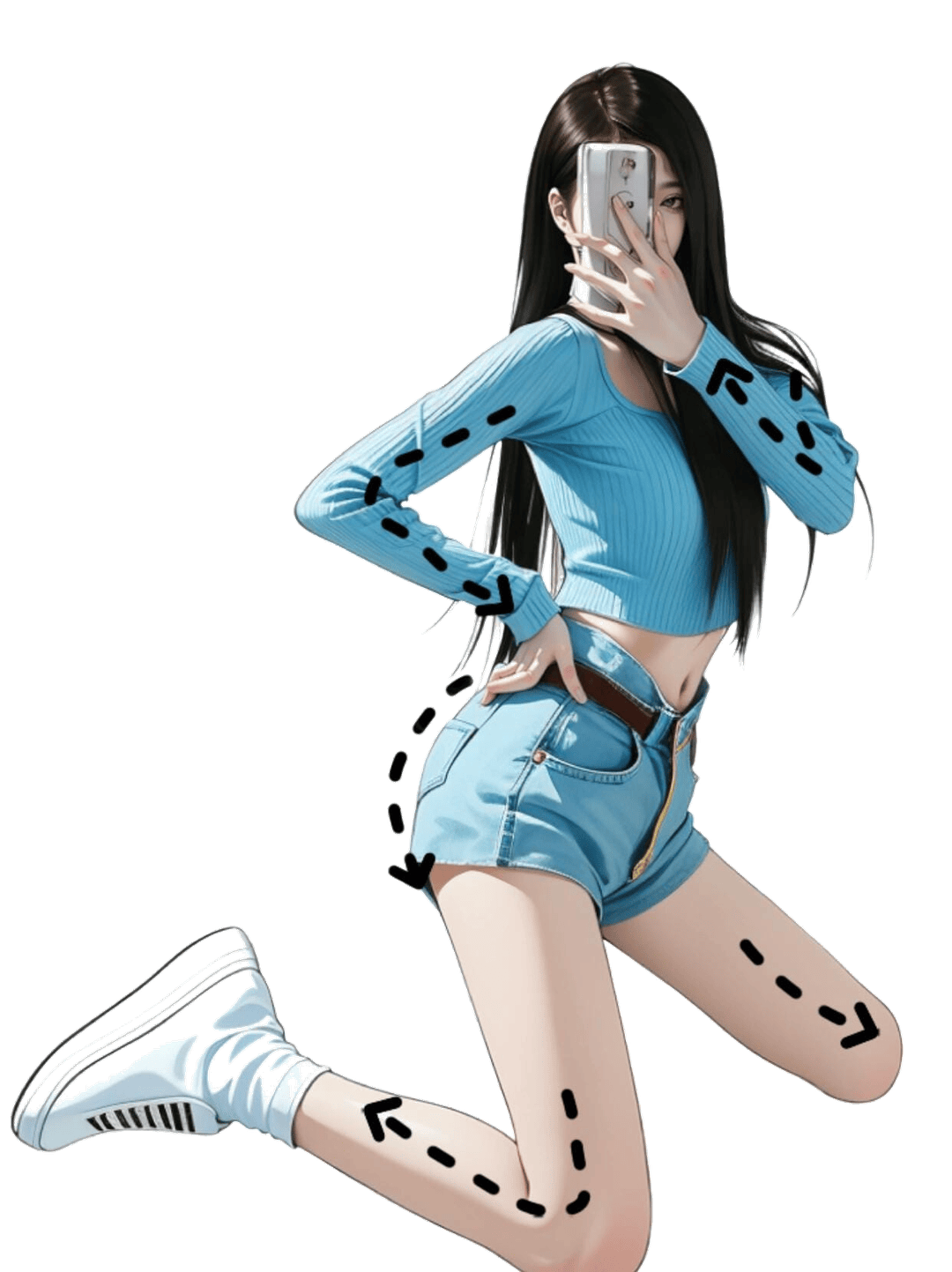 跪姿单手叉腰