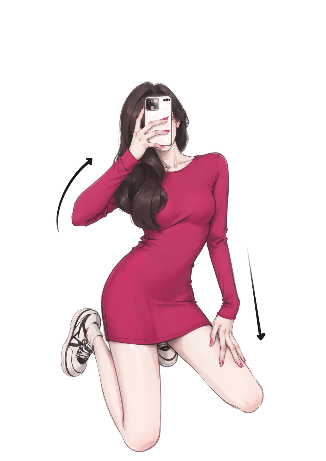 跪姿单手叉腰