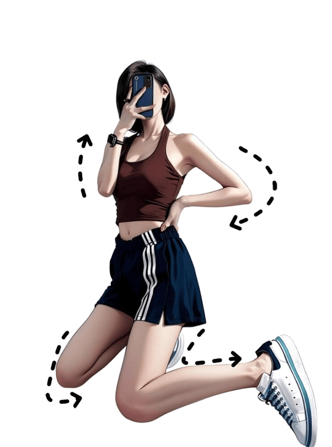 跪姿扭腰自拍
