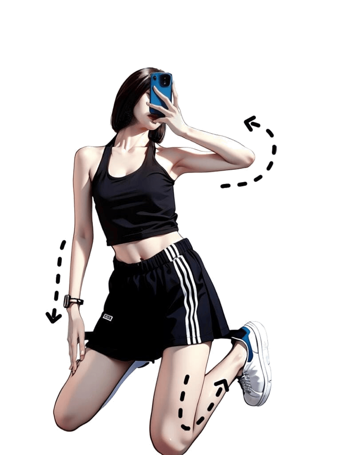跪姿自拍造型
