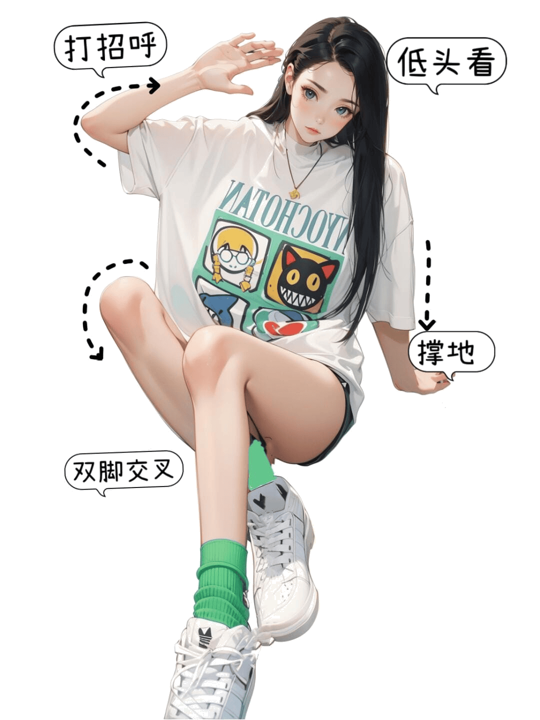 蹲姿打招呼