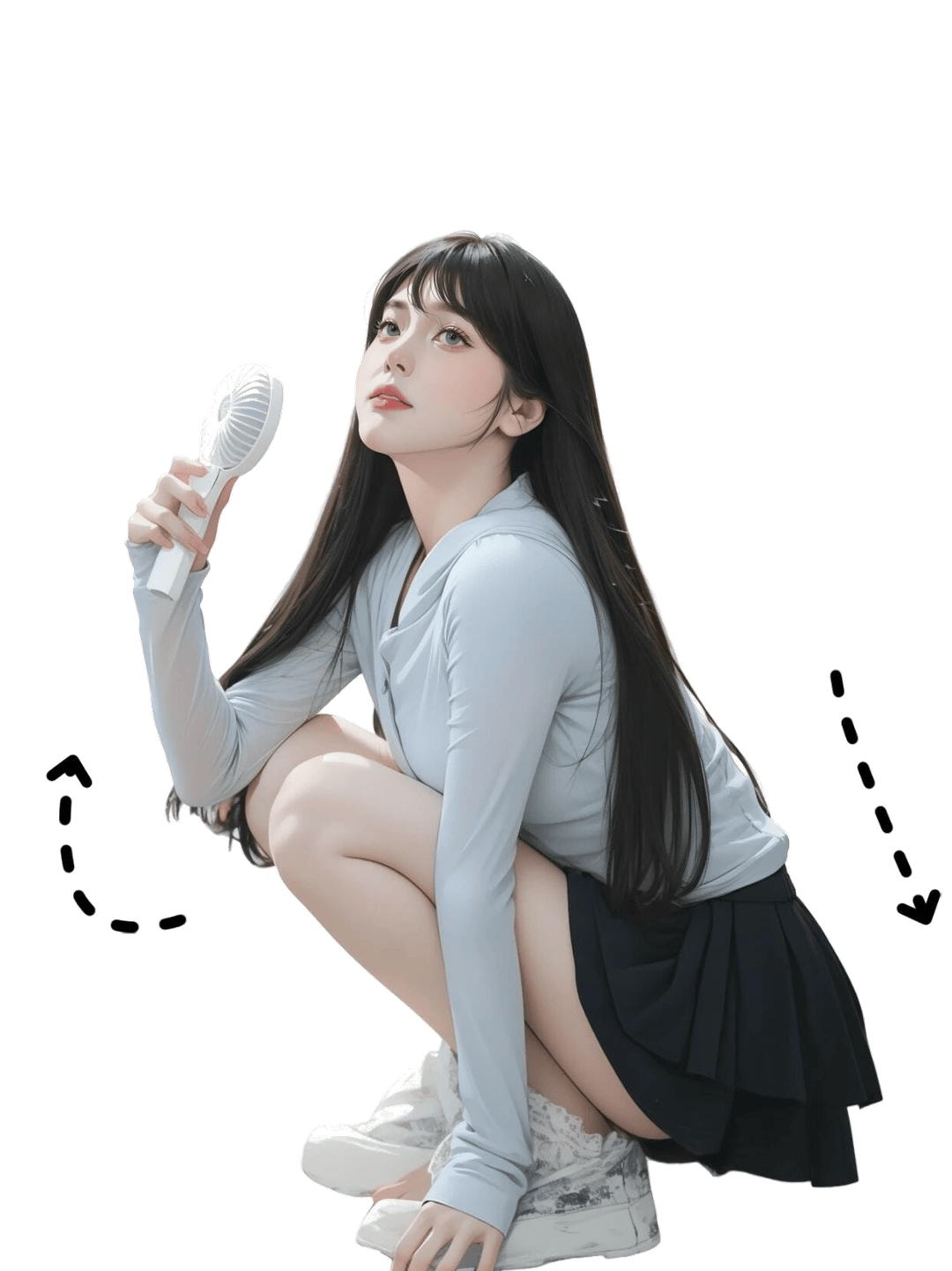 蹲姿持物仰望