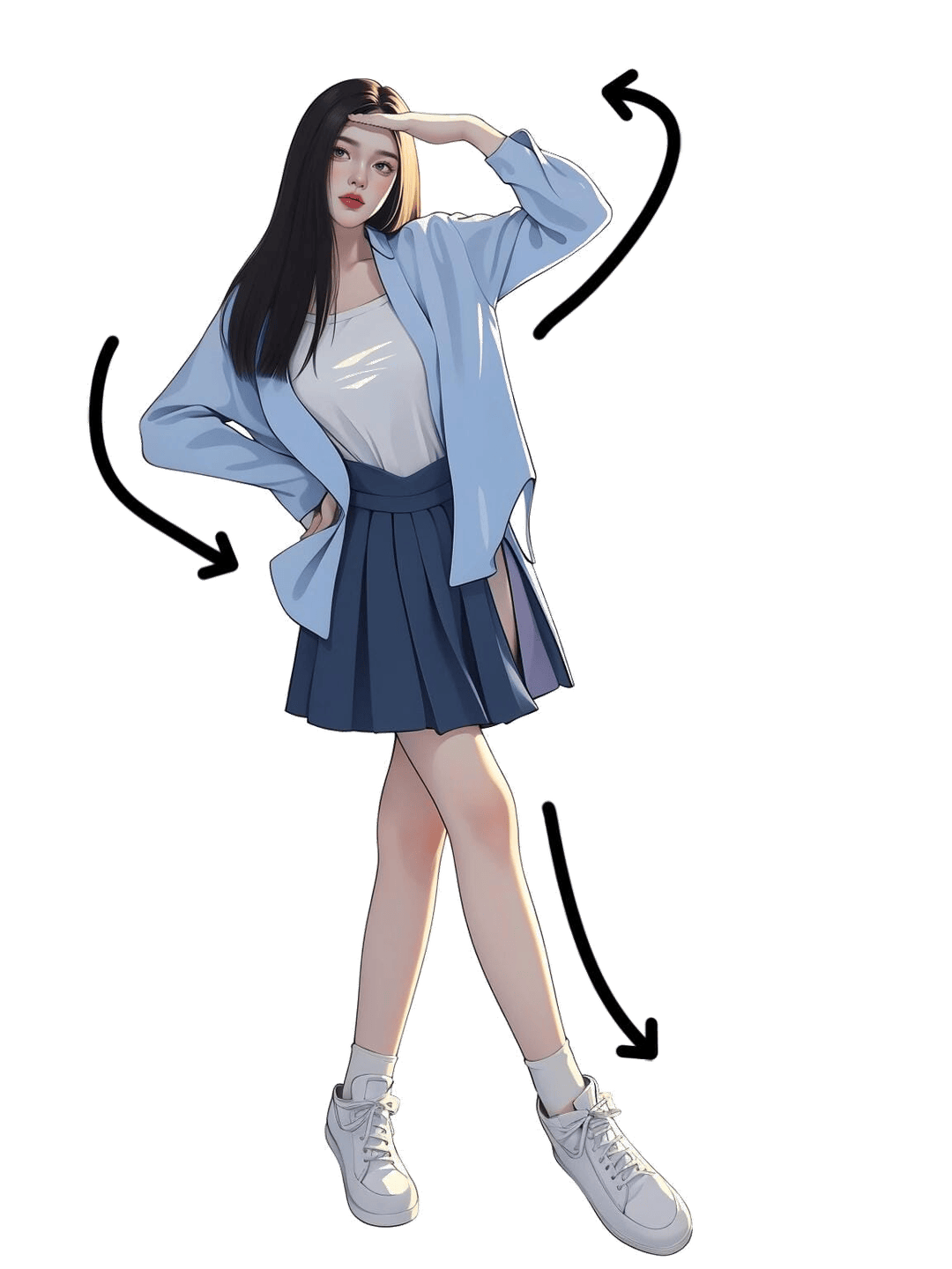 遮阳眺望站姿
