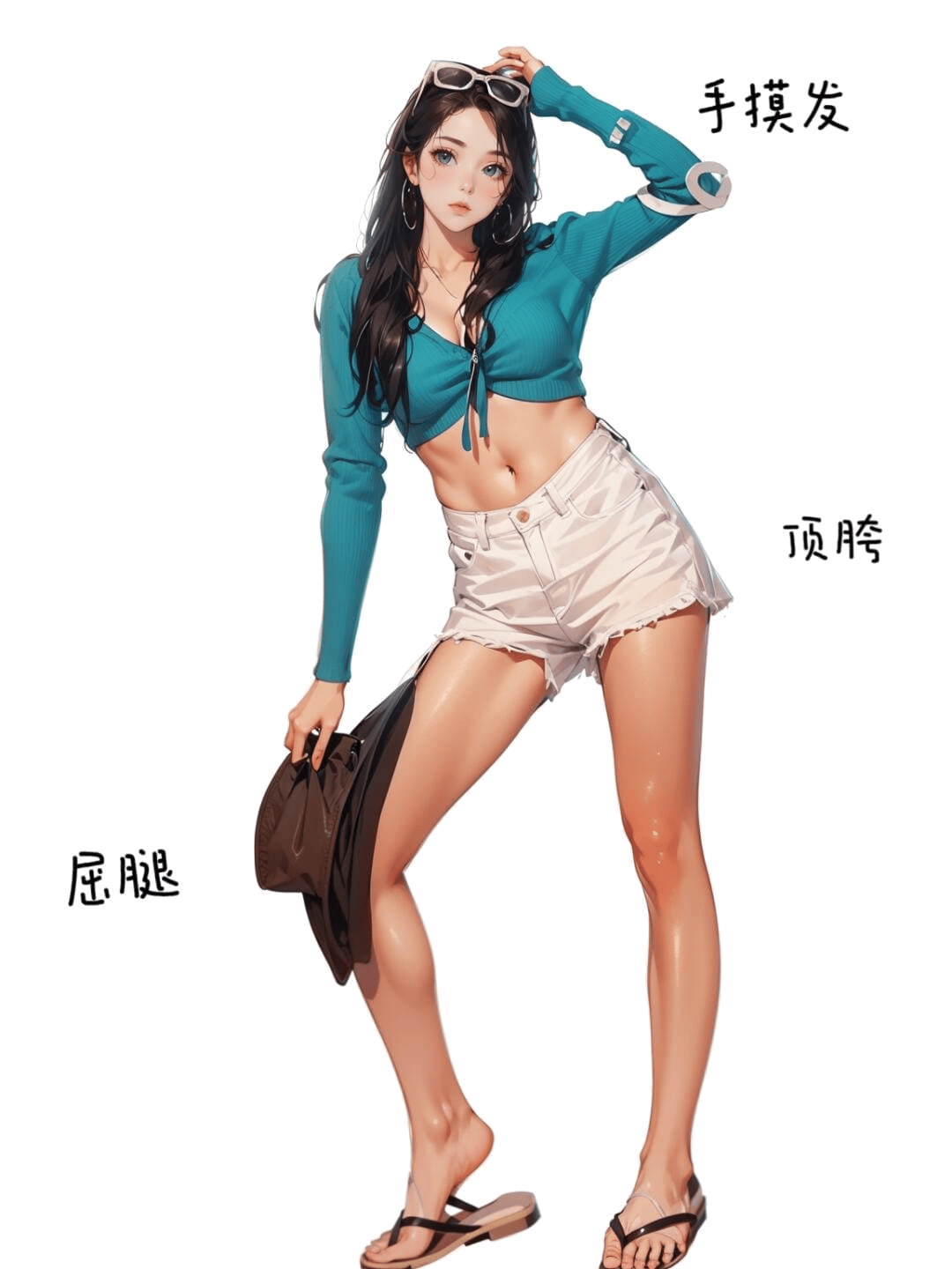 顶胯摸发屈膝