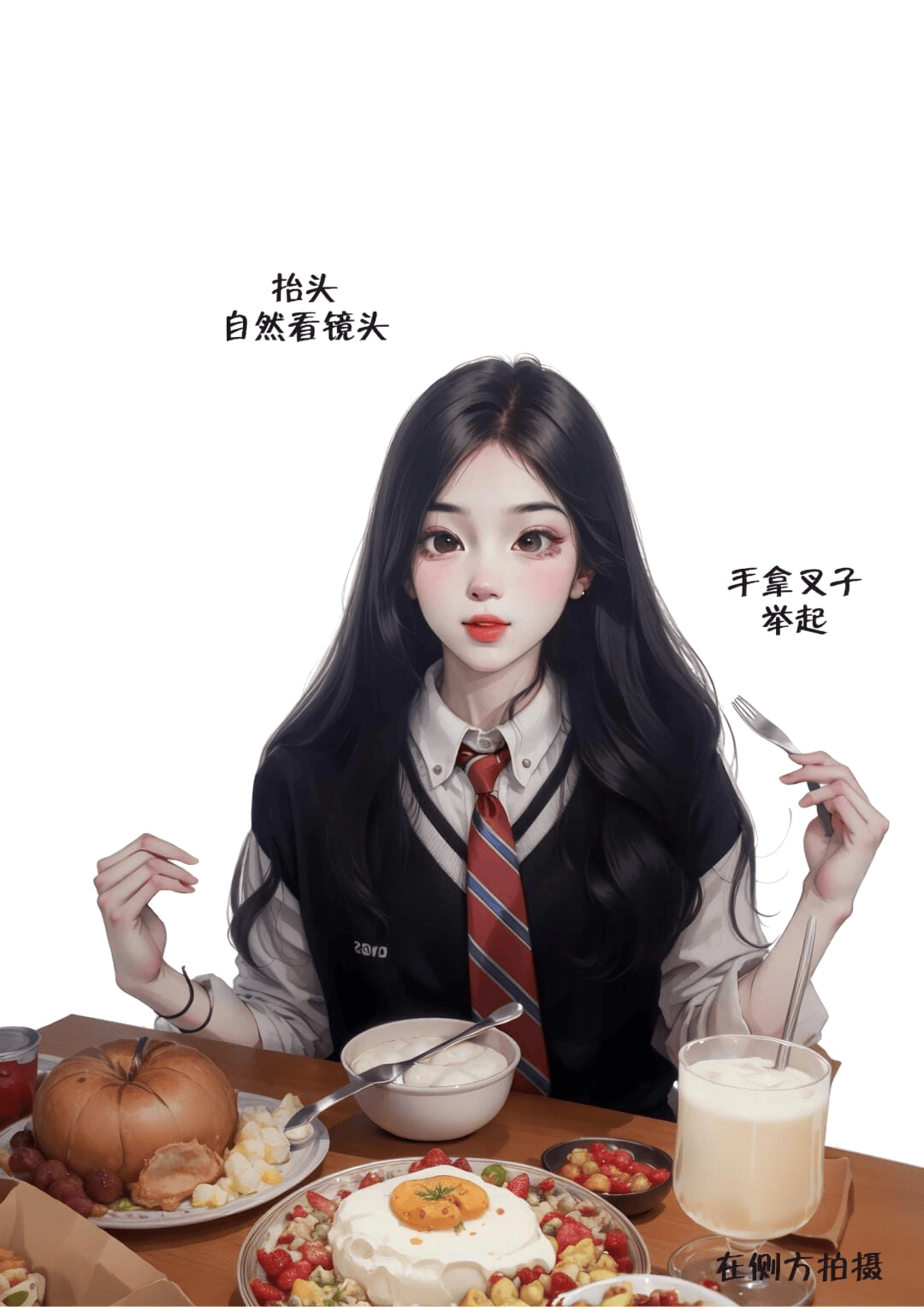 餐桌手持叉子