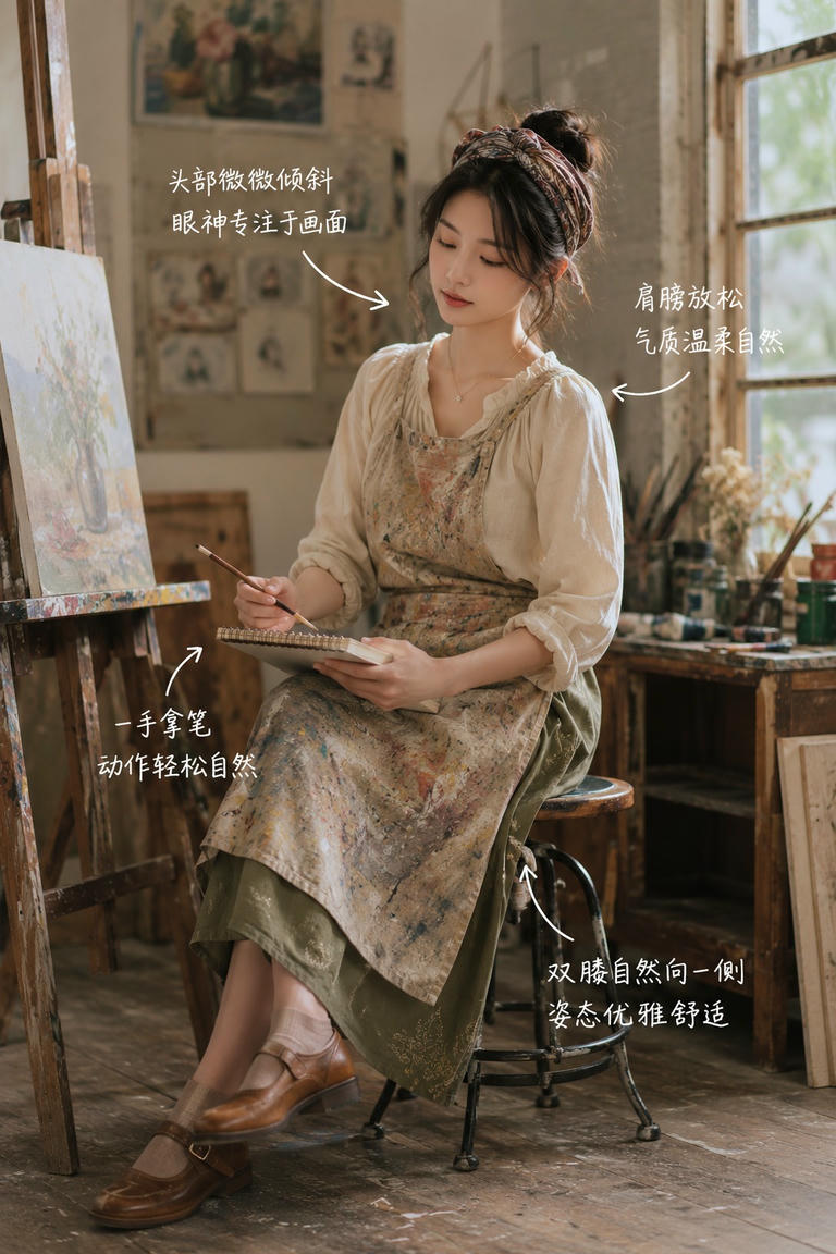 专注绘画坐姿