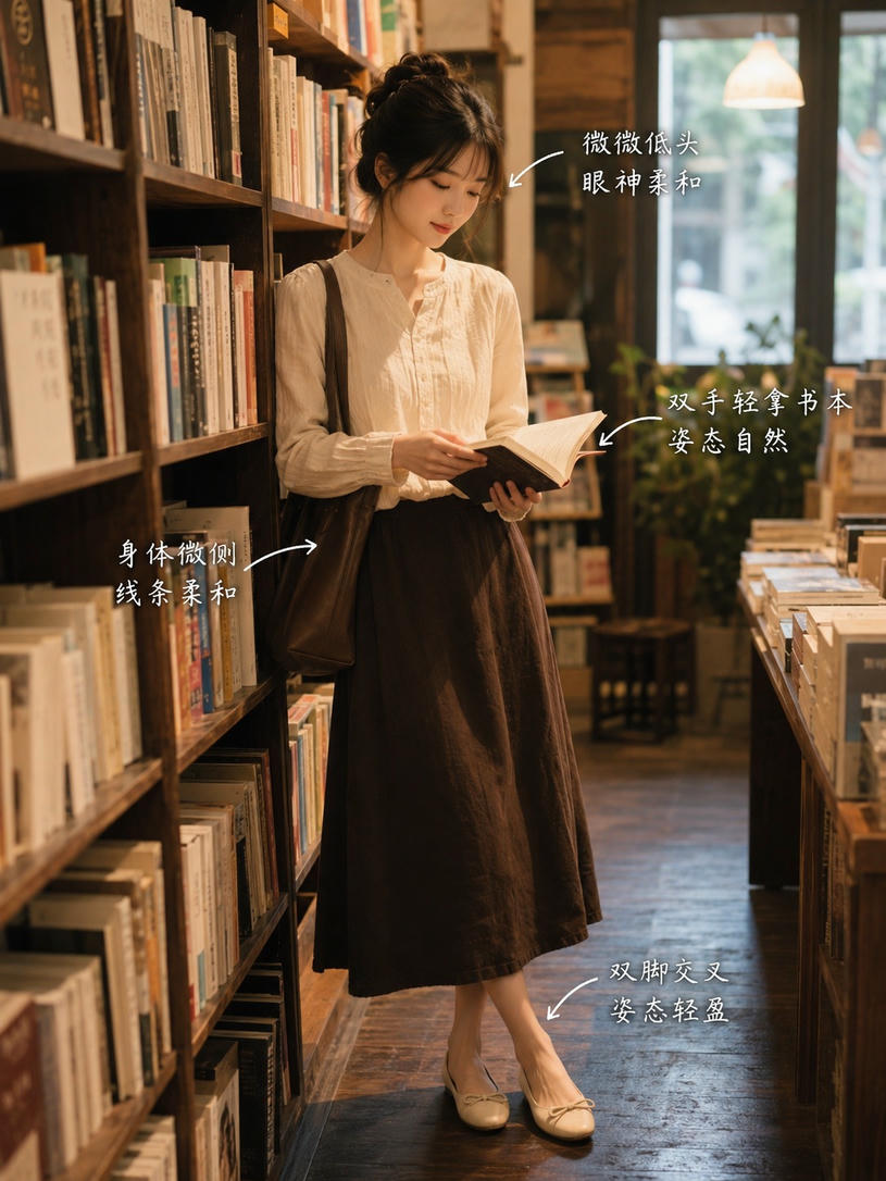 书店阅读站立姿态