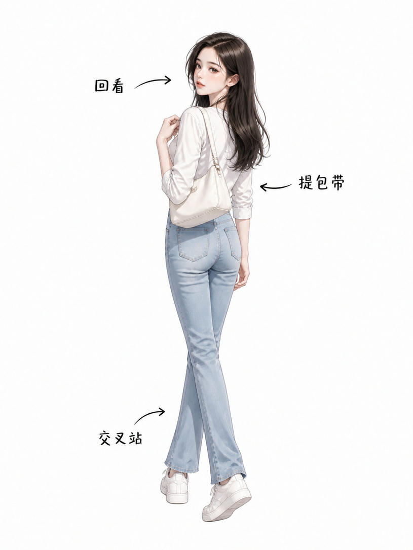 交叉站立回眸