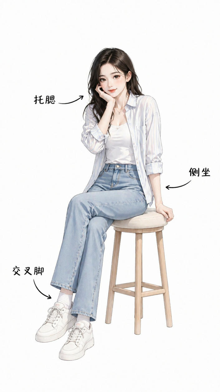 休闲交叉腿坐姿
