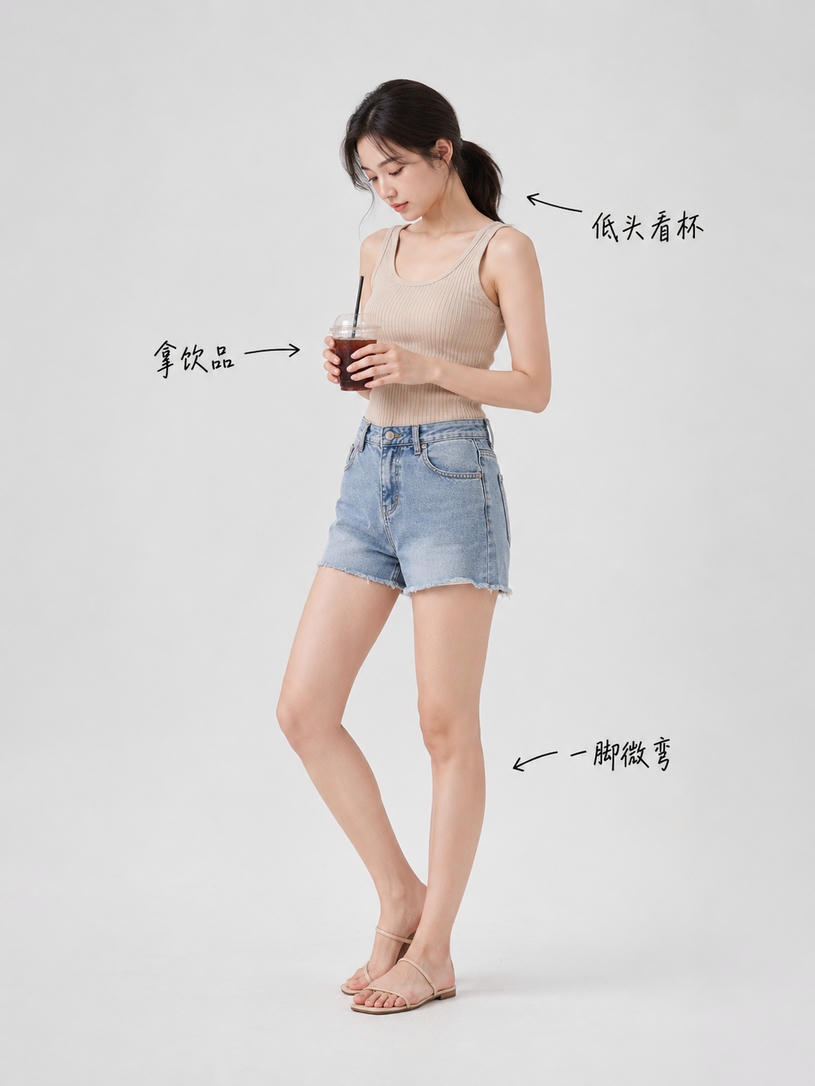 休闲低头看杯