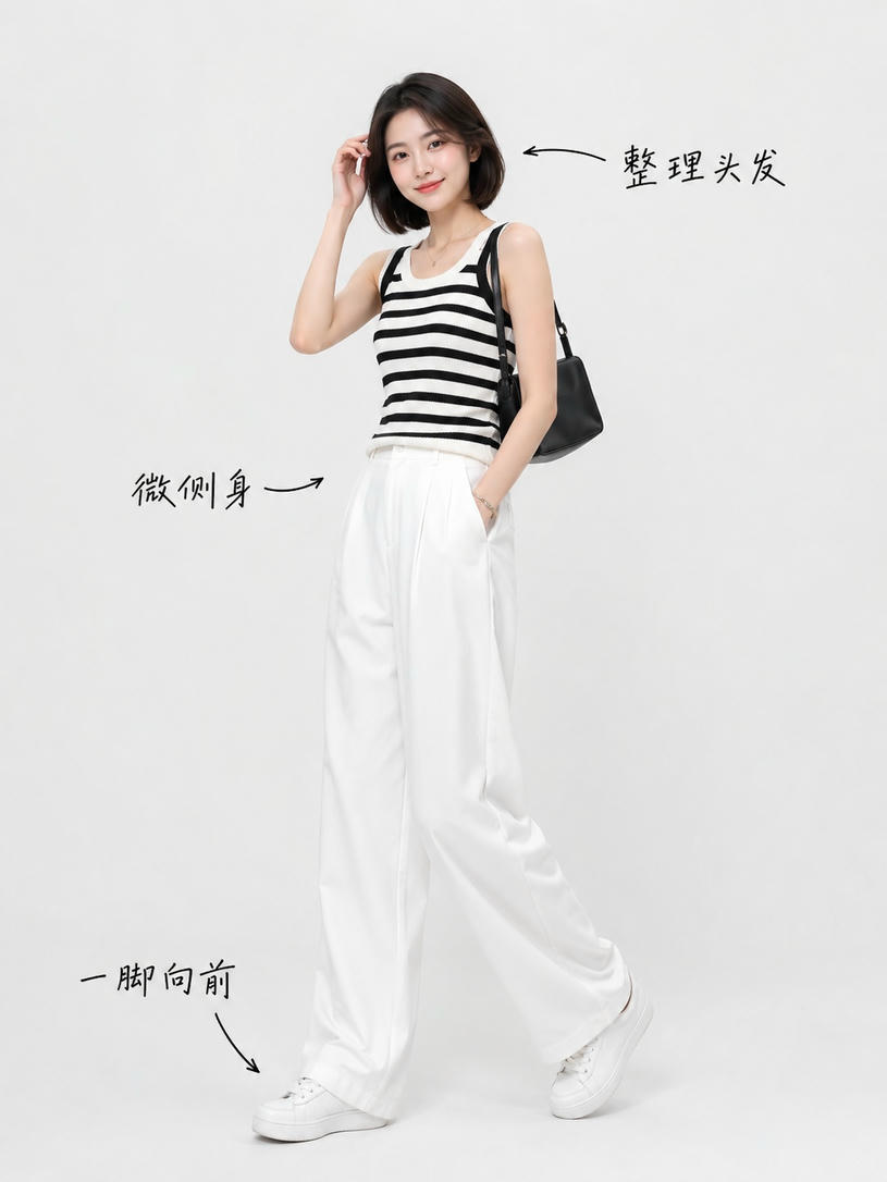 休闲侧身整理发型