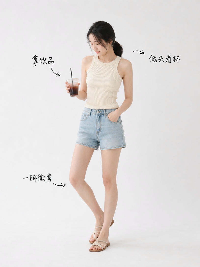 休闲手持饮品姿态