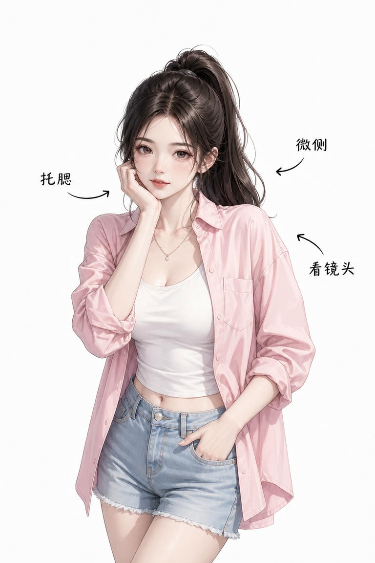休闲托腮站姿