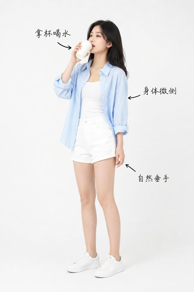 休闲拿杯喝水