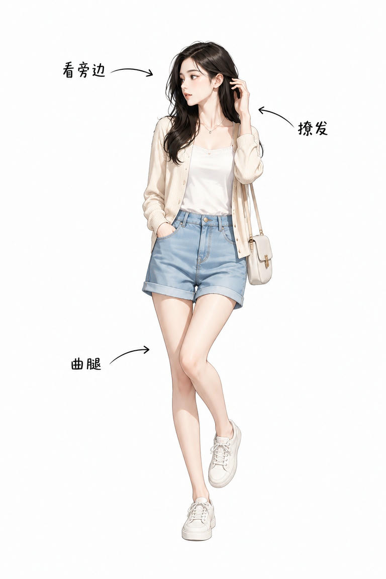 休闲撩发站姿