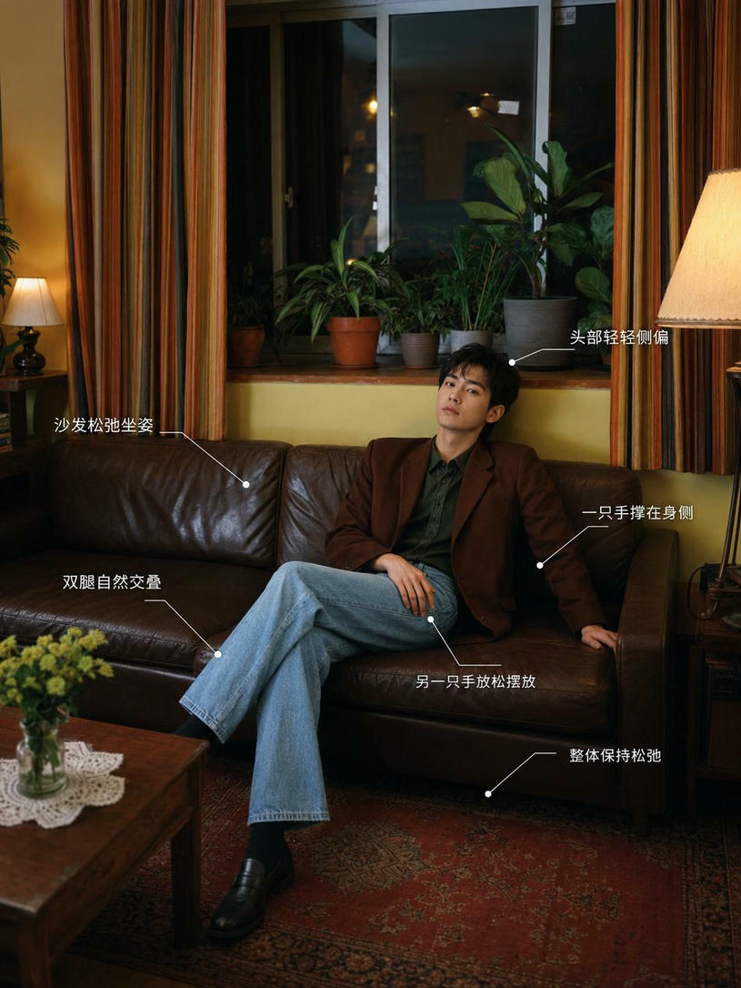 休闲沙发坐姿