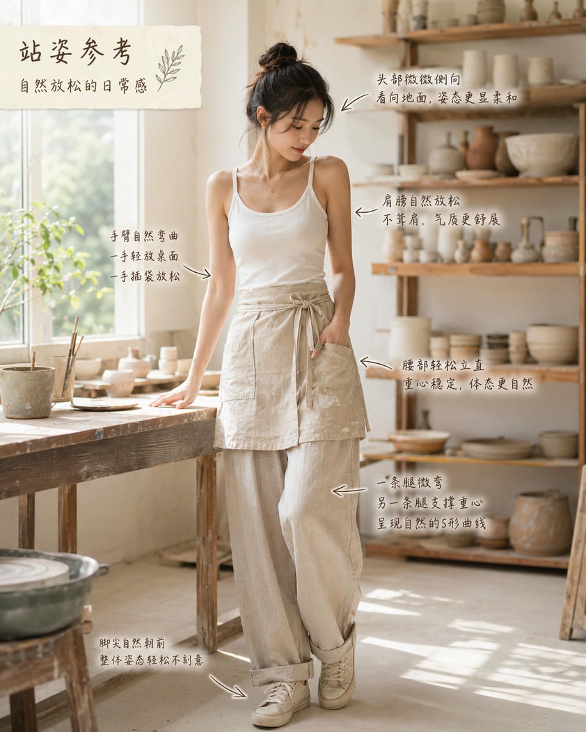 休闲陶艺站姿