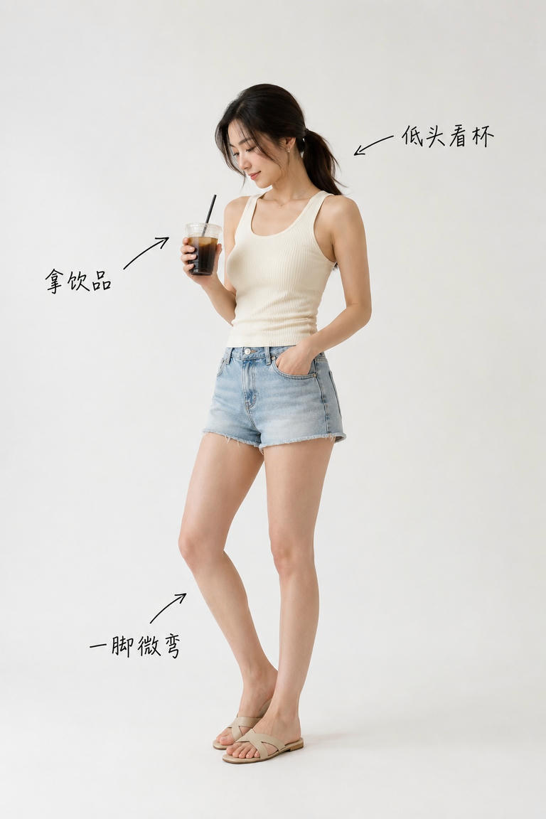 休闲饮品放松站姿