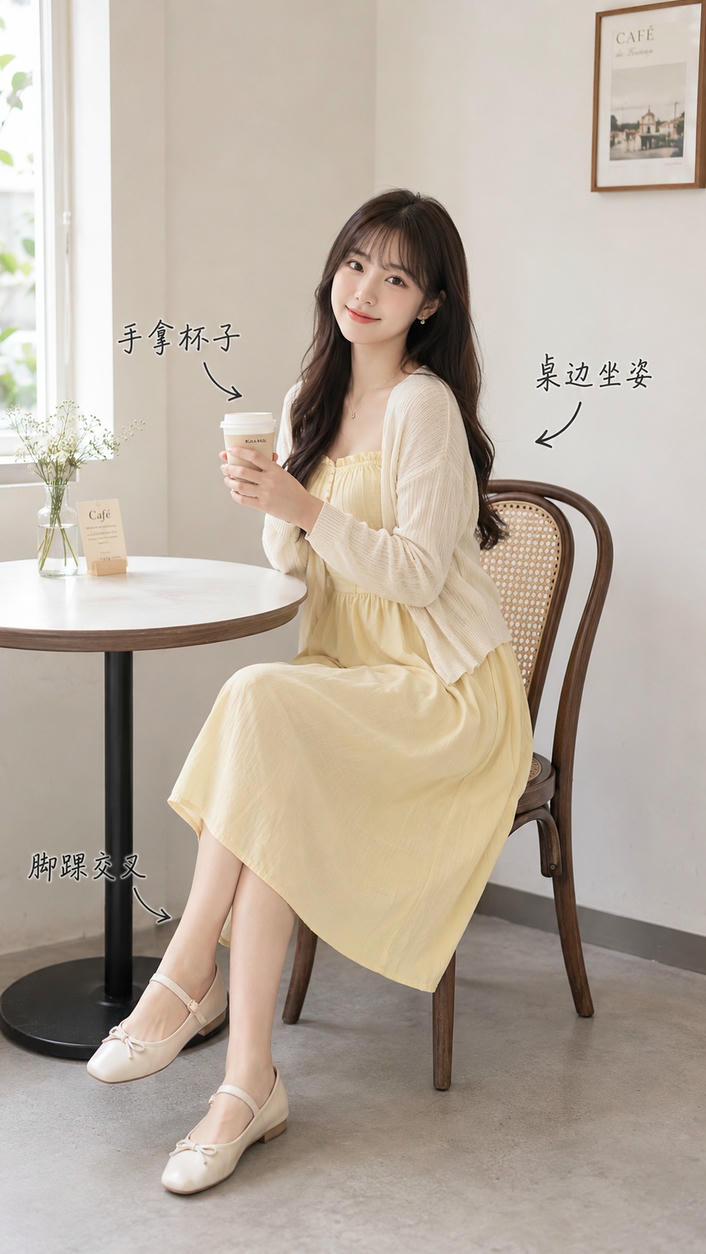 优雅咖啡坐姿