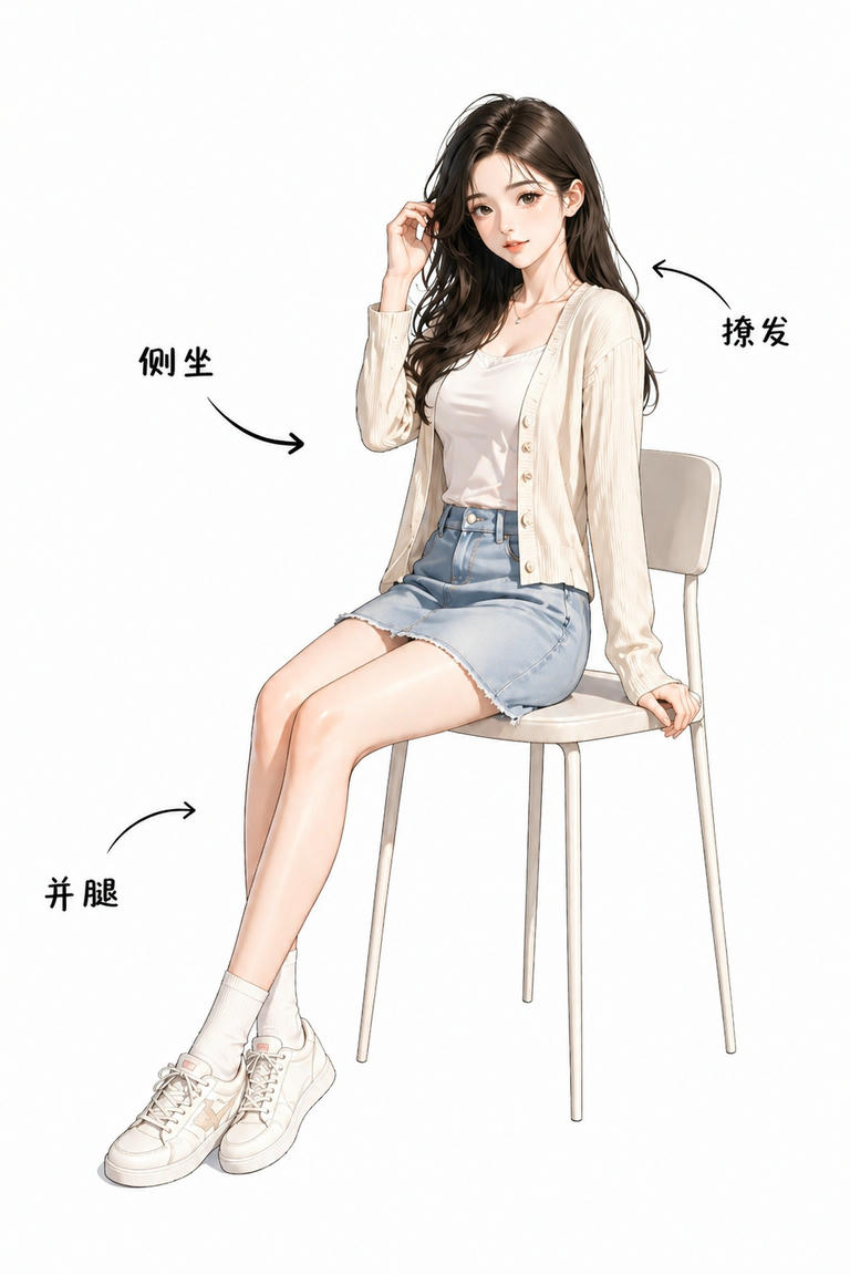 侧坐撩发并腿