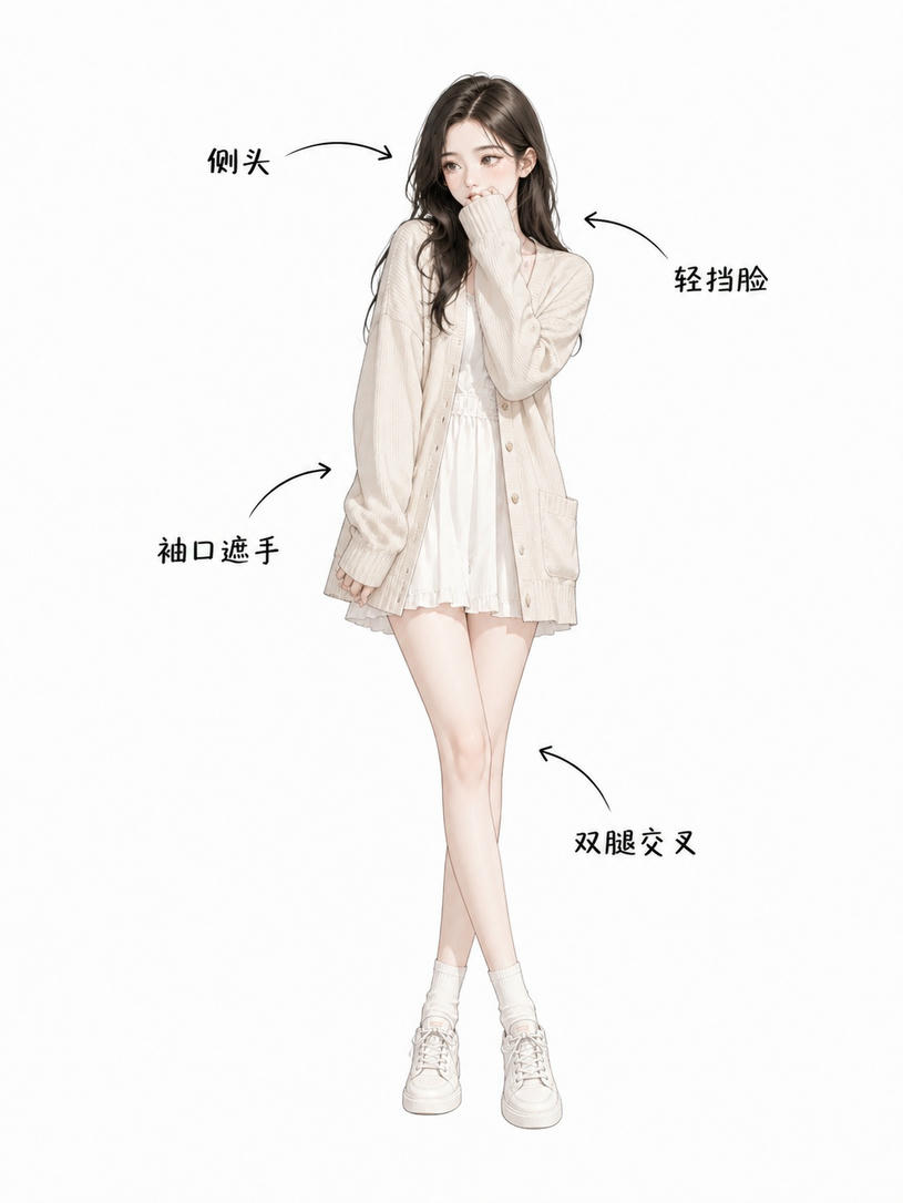 侧头挡脸站姿