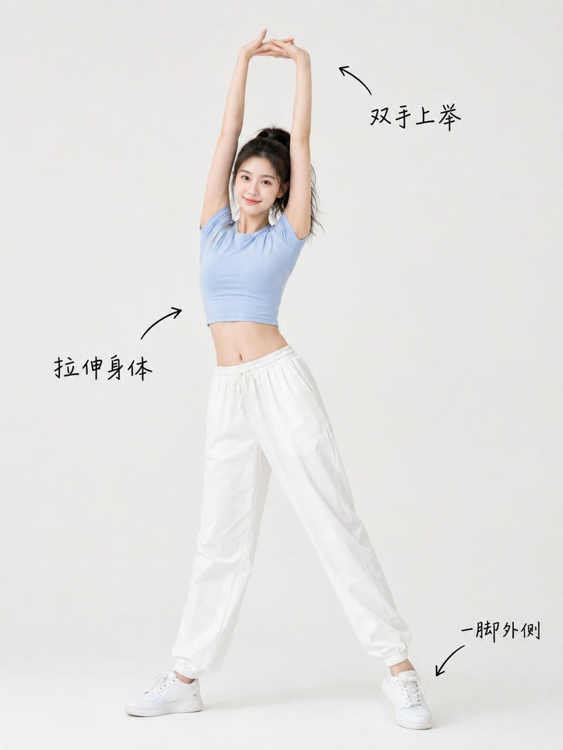 侧身拉伸姿态