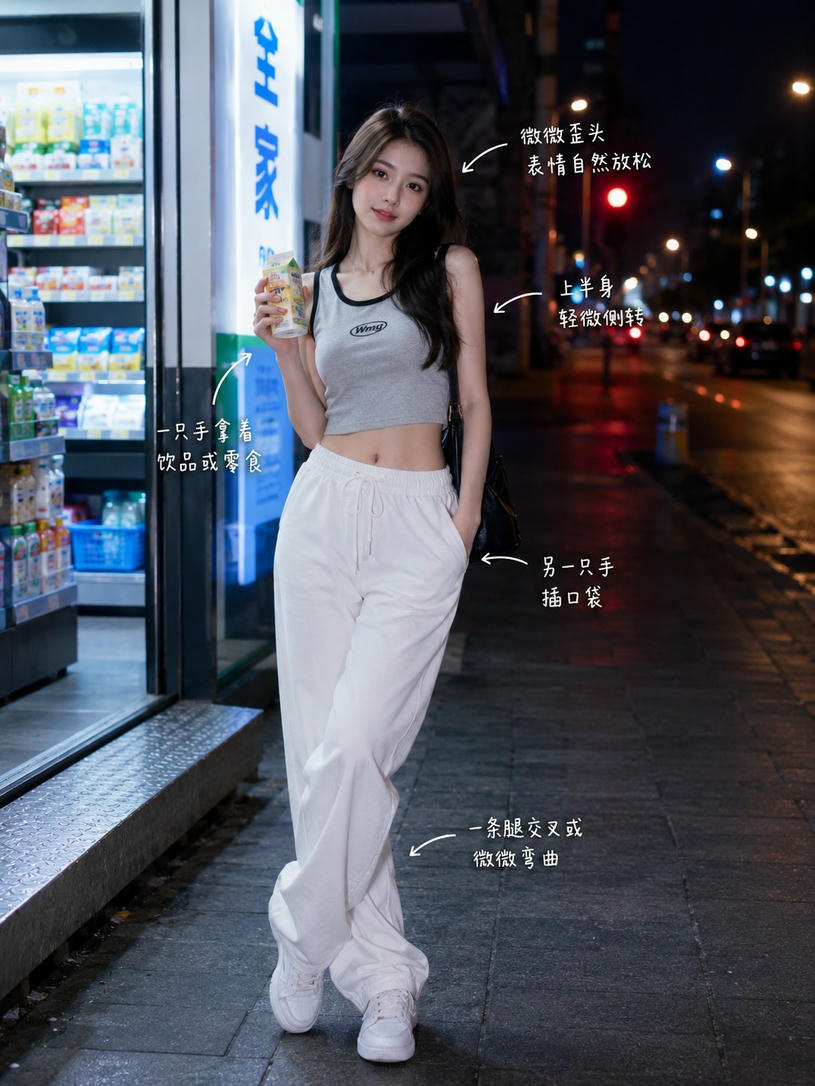 便利店休闲站姿