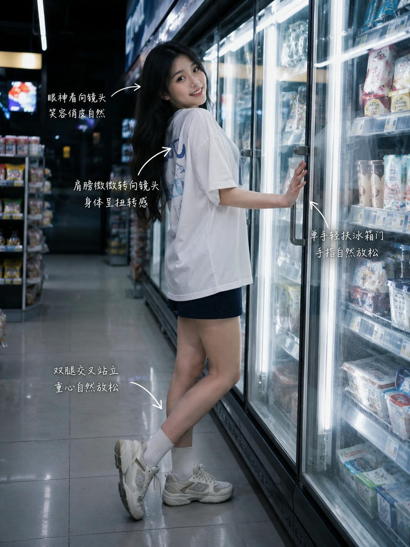 便利店回眸站姿