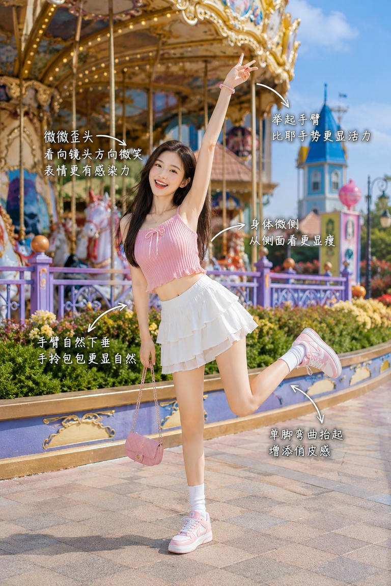 俏皮单腿站立姿态